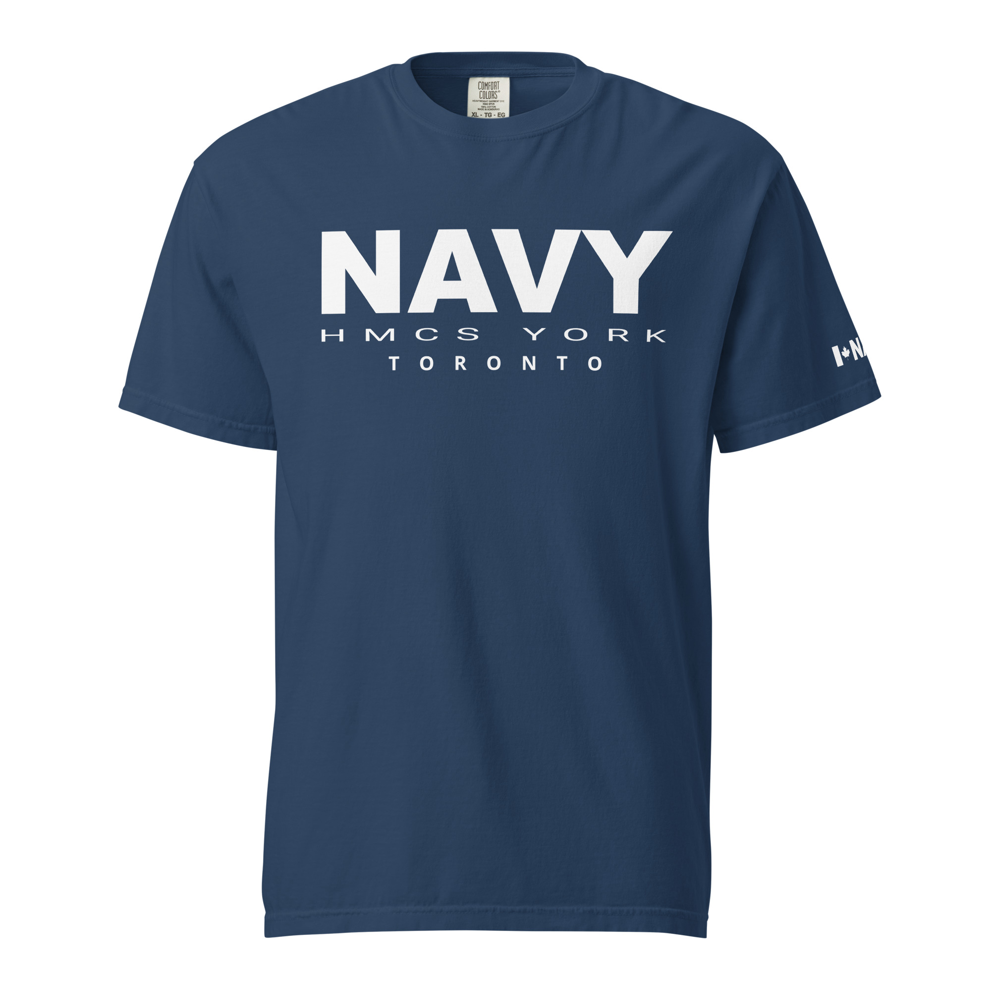 NAVY HMCS YORK Unisex garment-dyed heavyweight t-shirt (White Text) - Image 6