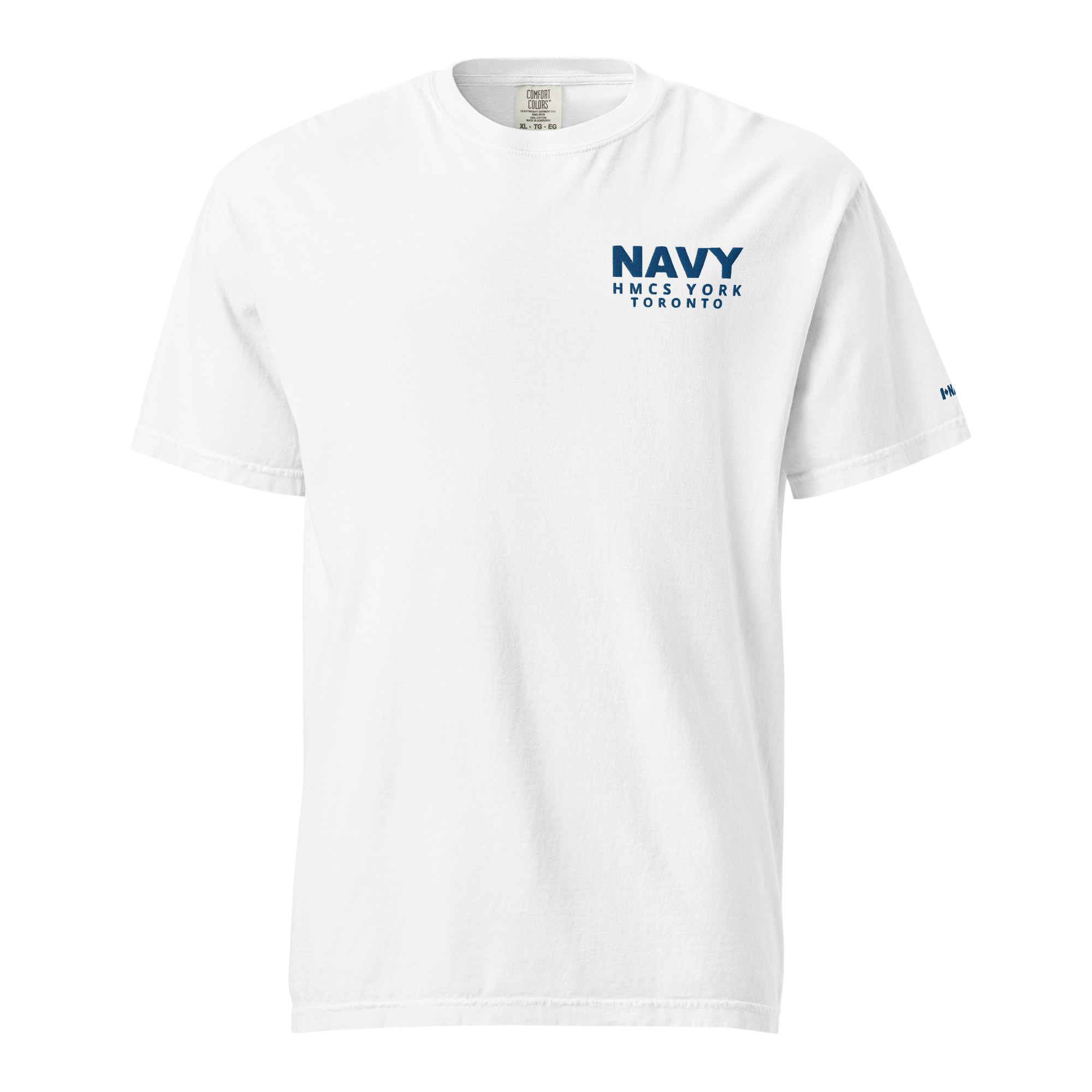 Embroidered HMCS YORK NAVY Unisex garment-dyed heavyweight t-shirt (Blue Thread) - Image 17