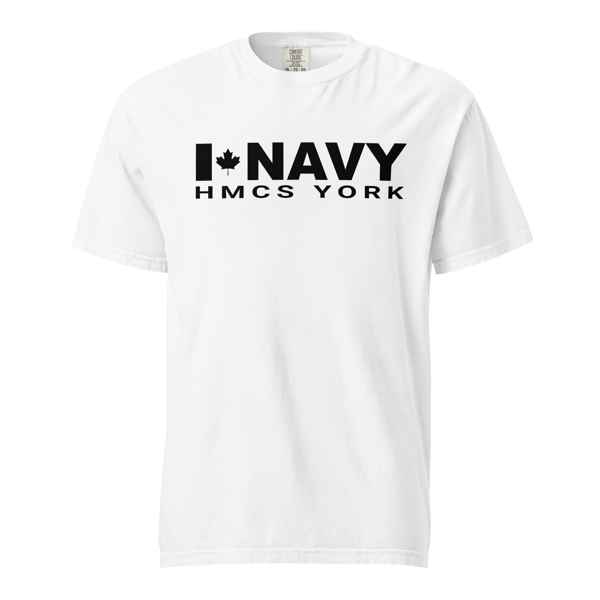 CDN NAVY HMCS YORK Unisex garment-dyed heavyweight t-shirt (Black Text) - Image 11
