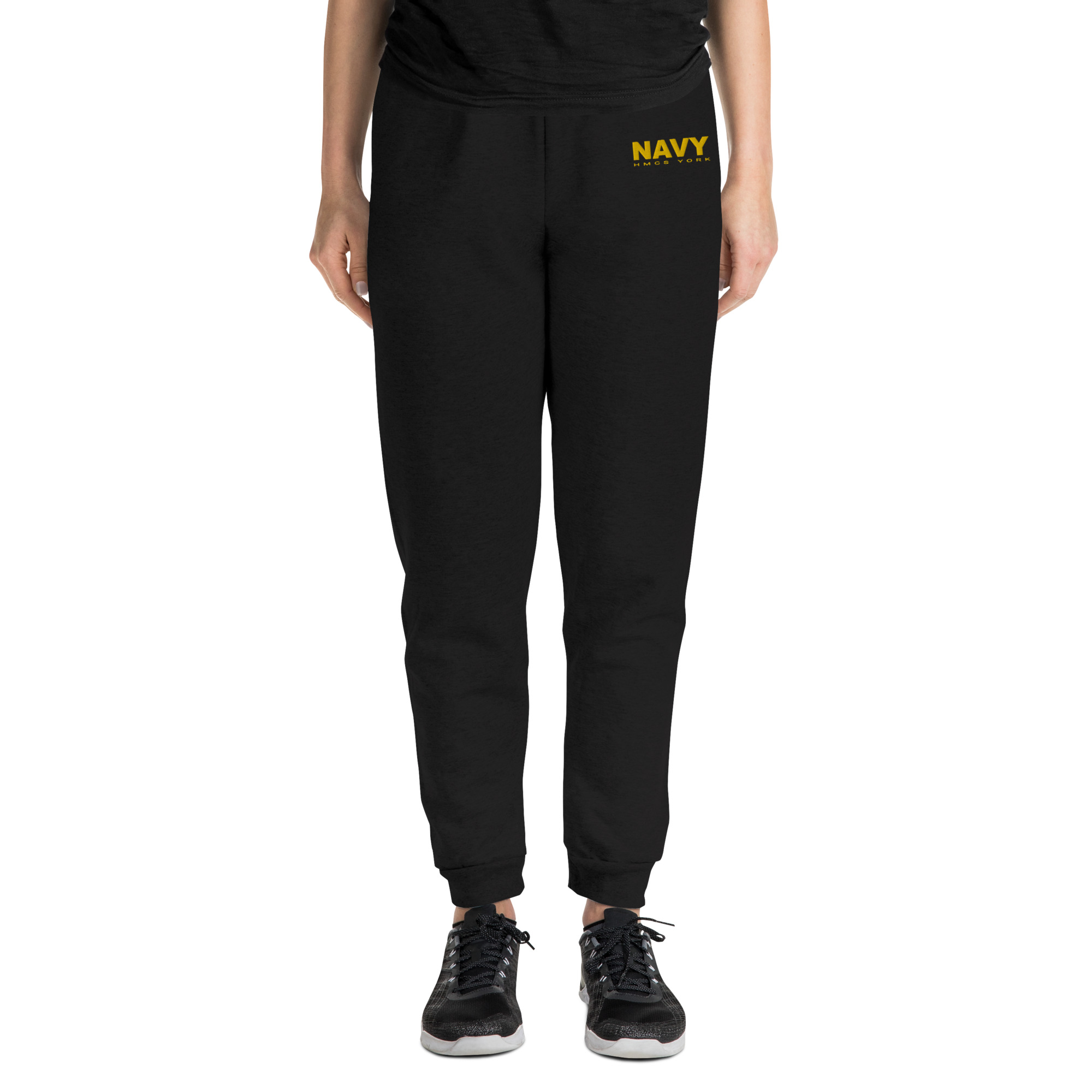 Embroidered HMCS YORK NAVY Unisex Joggers (Gold Thread) - Image 3