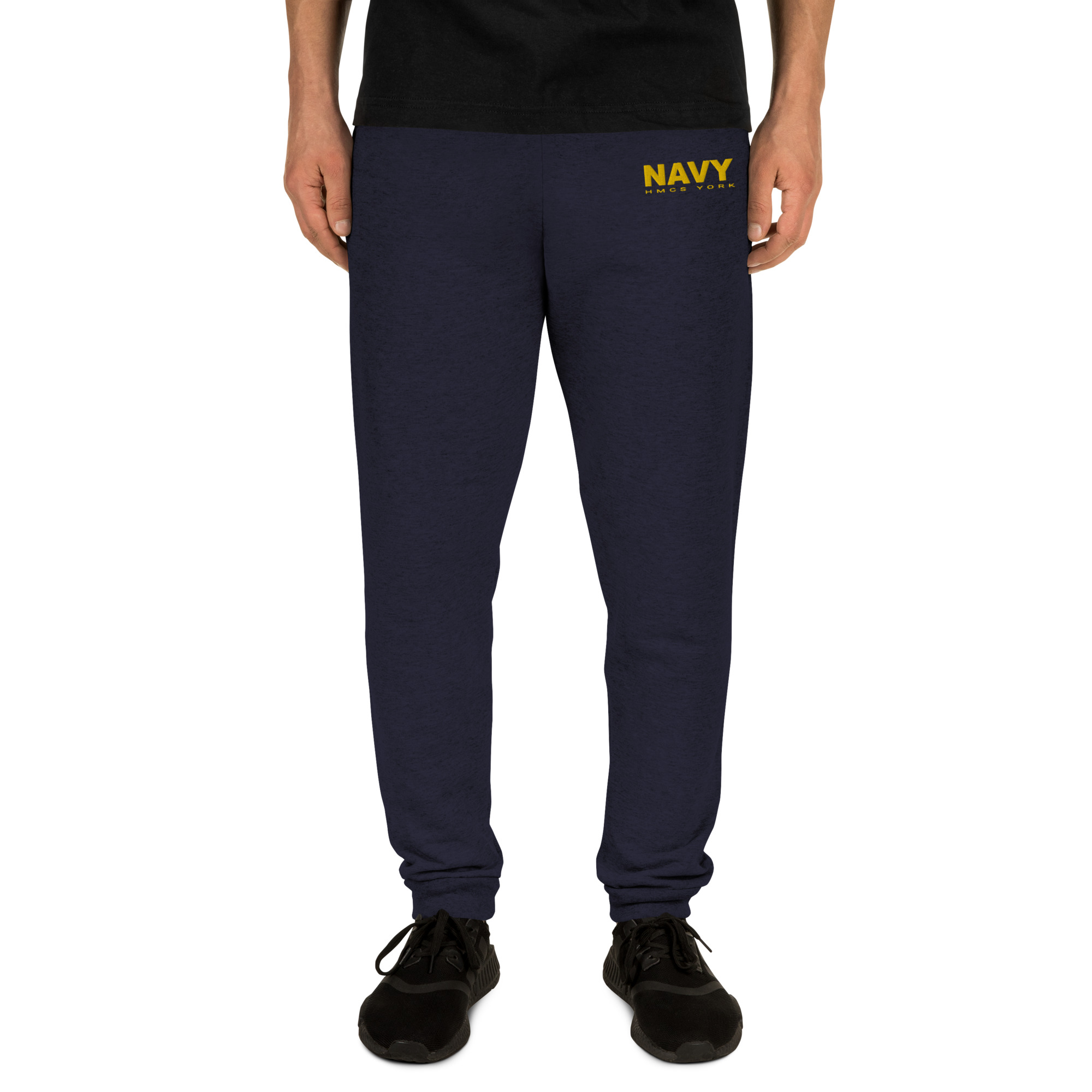 Embroidered NAVY HMCS YORK Unisex Joggers (Gold Thread) - J. Navy, M
