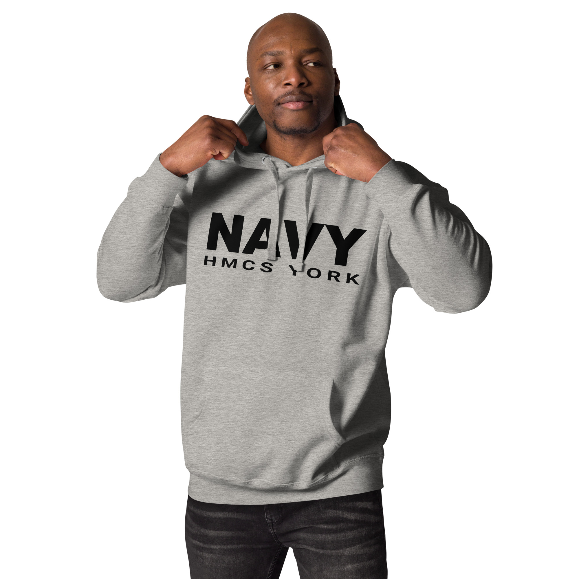 NAVY HMCS YORK Unisex Hoodie (Black Font) - Carbon Grey, L