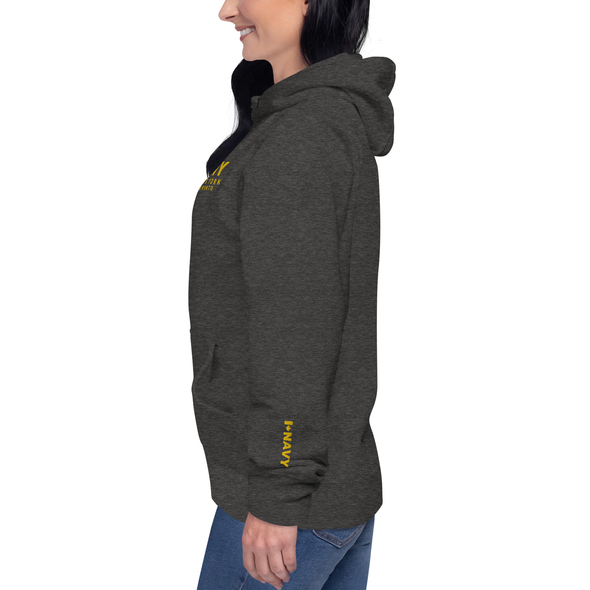 Embroidered HMCS YORK NAVY Unisex Hoodie (Gold Thread) - Image 5