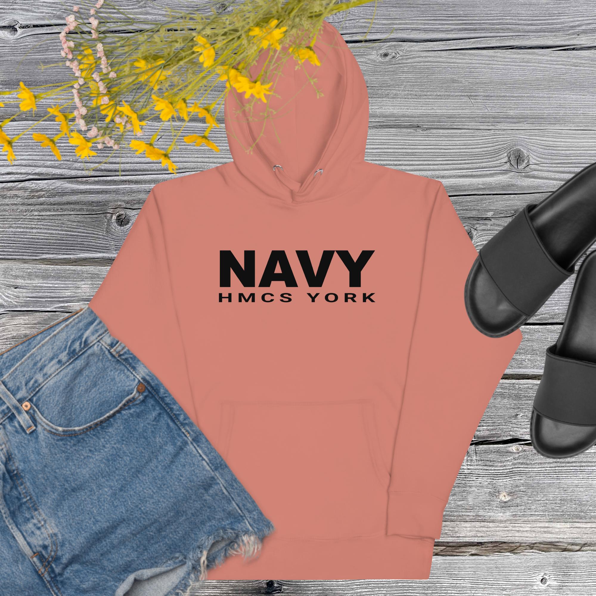 HMCS YORK NAVY Unisex Hoodie (Black Font)