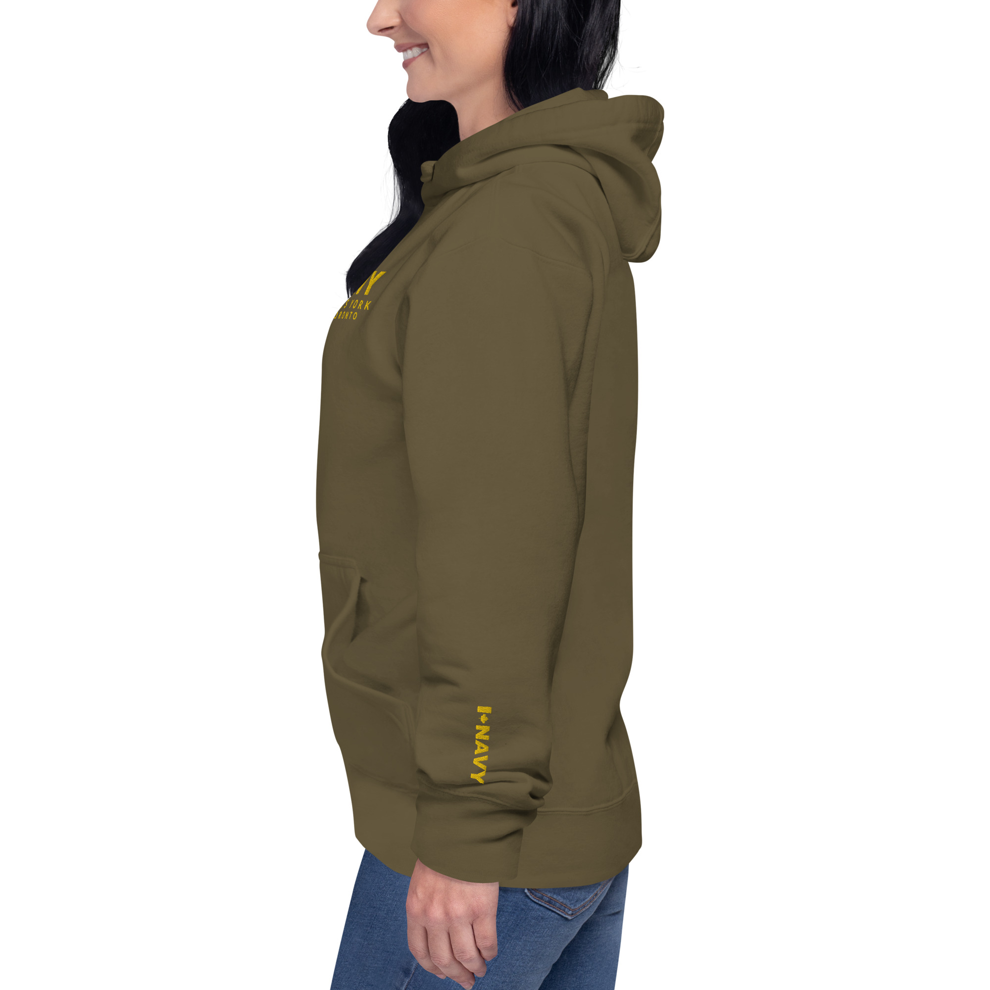 Embroidered HMCS YORK NAVY Unisex Hoodie (Gold Thread) - Image 7