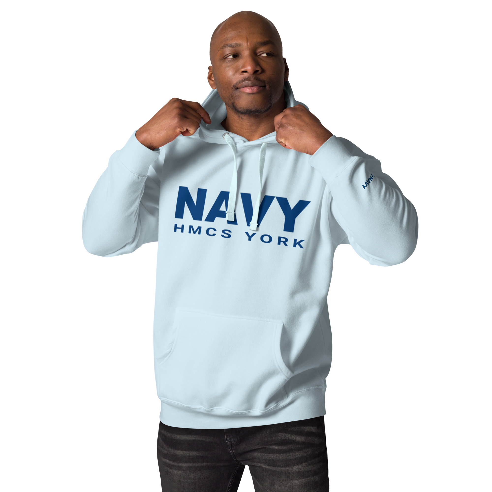 NAVY HMCS YORK Unisex Hoodie (Blue Font) - Image 5