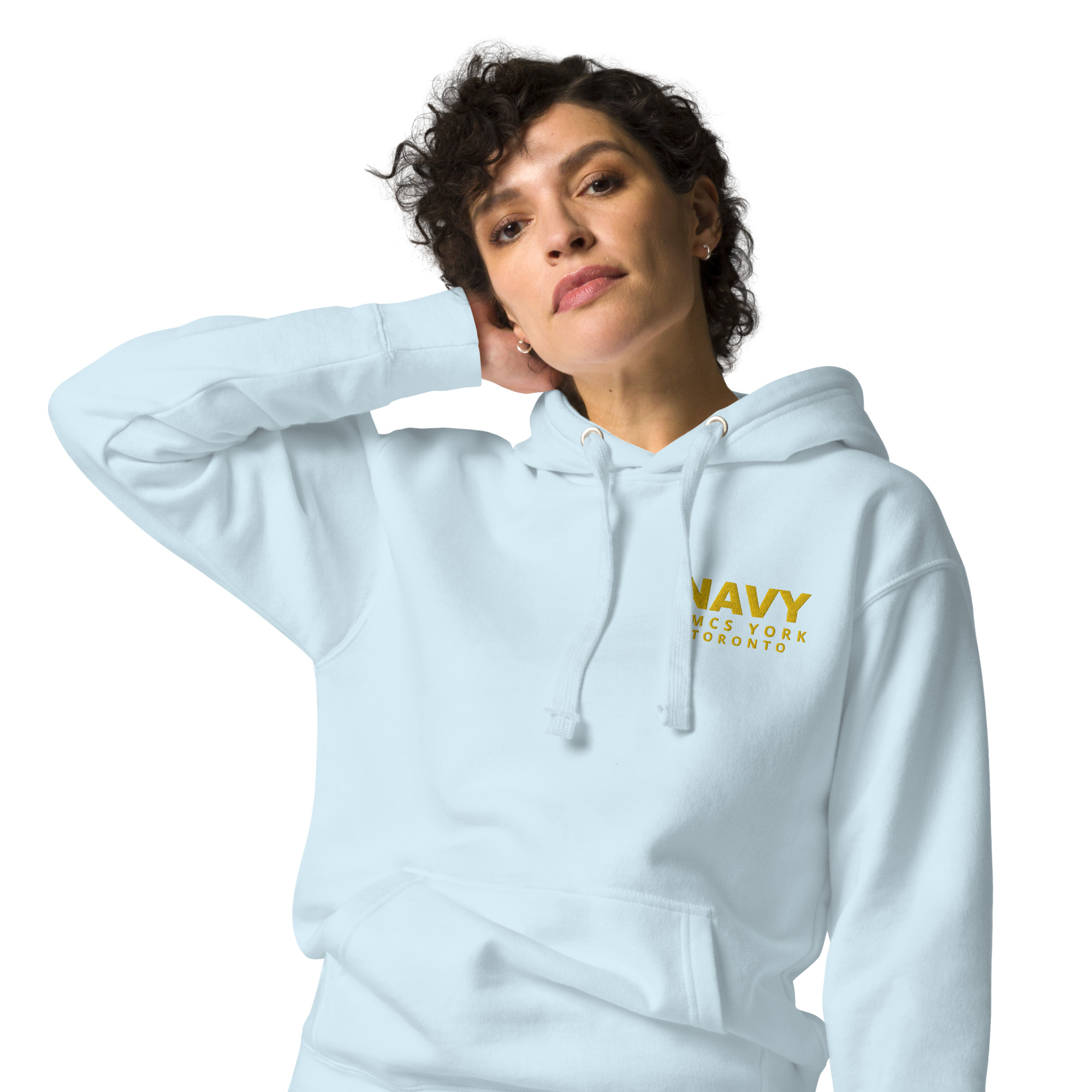 Embroidered HMCS YORK NAVY Unisex Hoodie (Gold Thread) - Image 27