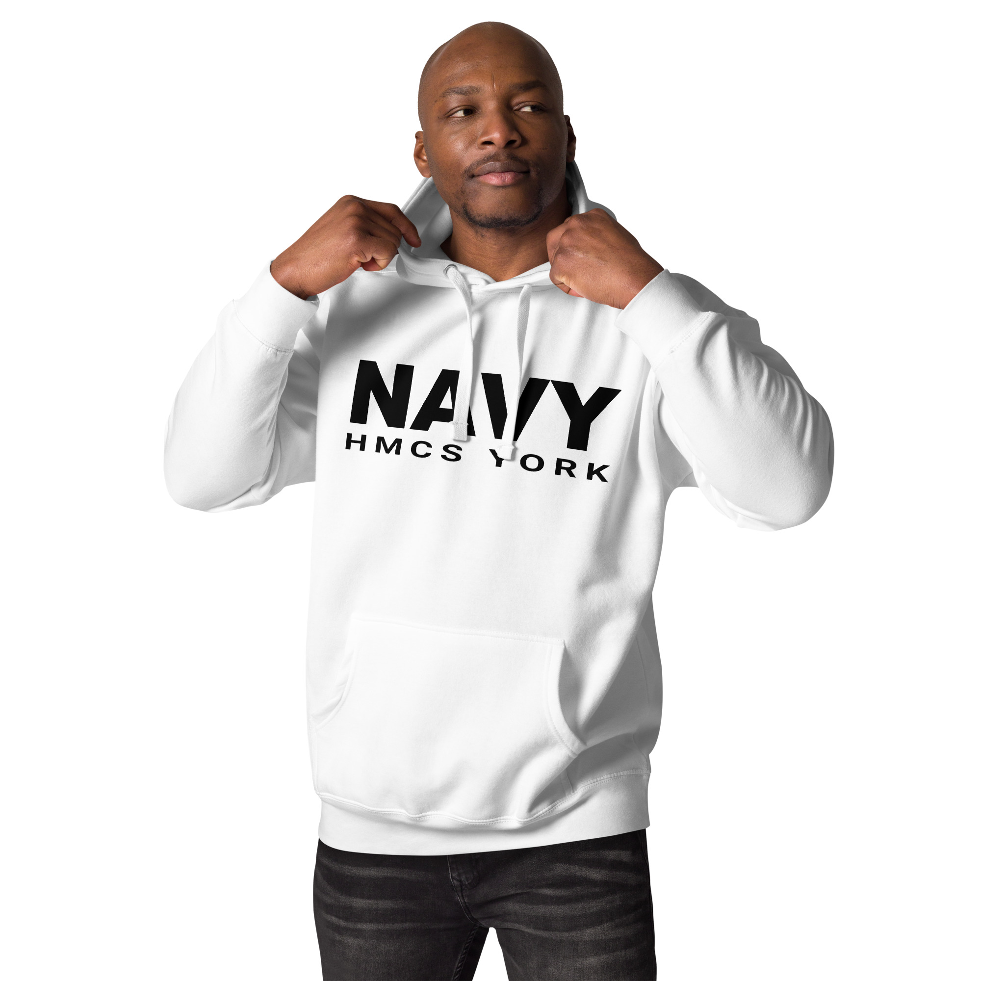 NAVY HMCS YORK Unisex Hoodie (Black Font) - Image 11