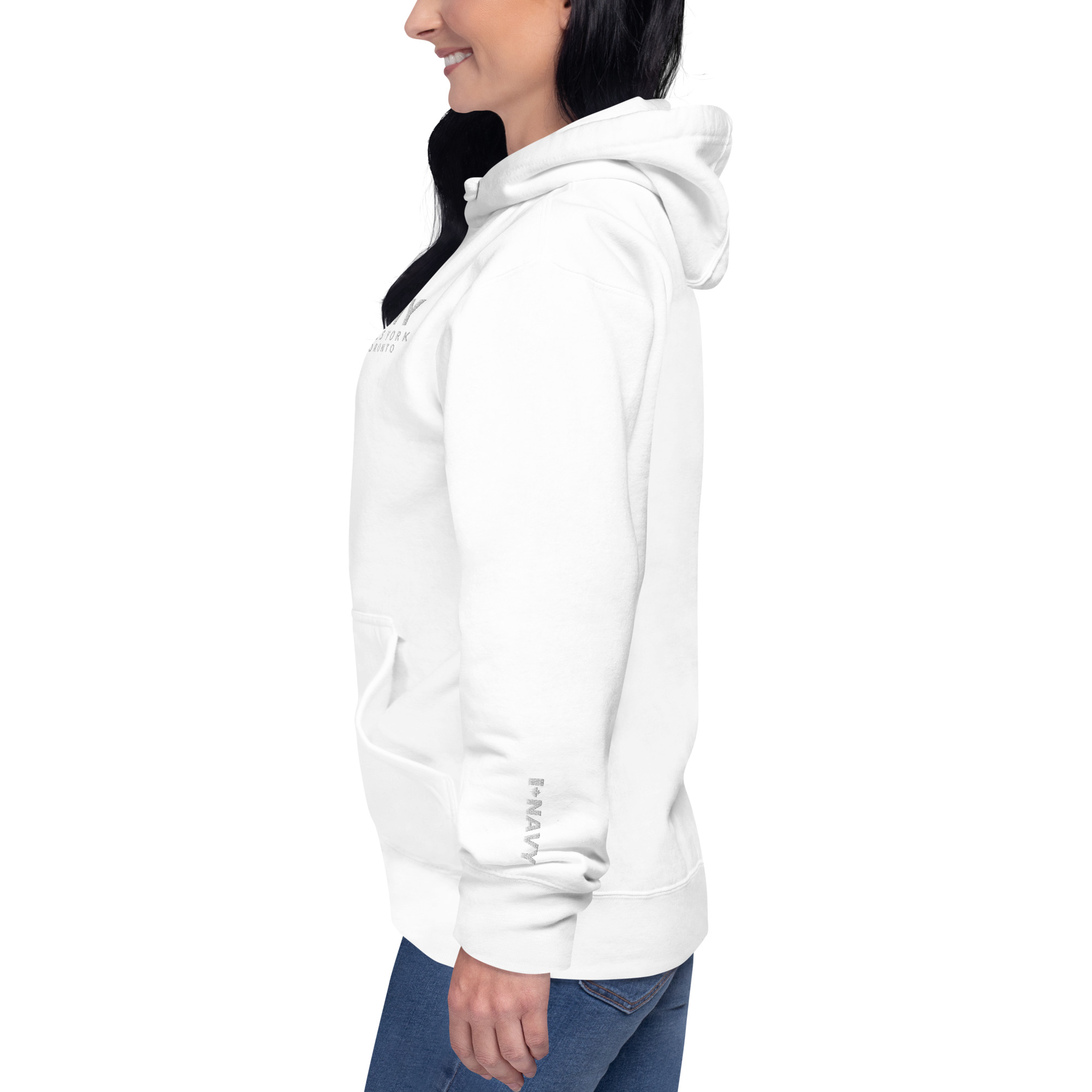 Embroidered HMCS YORK NAVY Unisex Hoodie (White Thread) - Image 10
