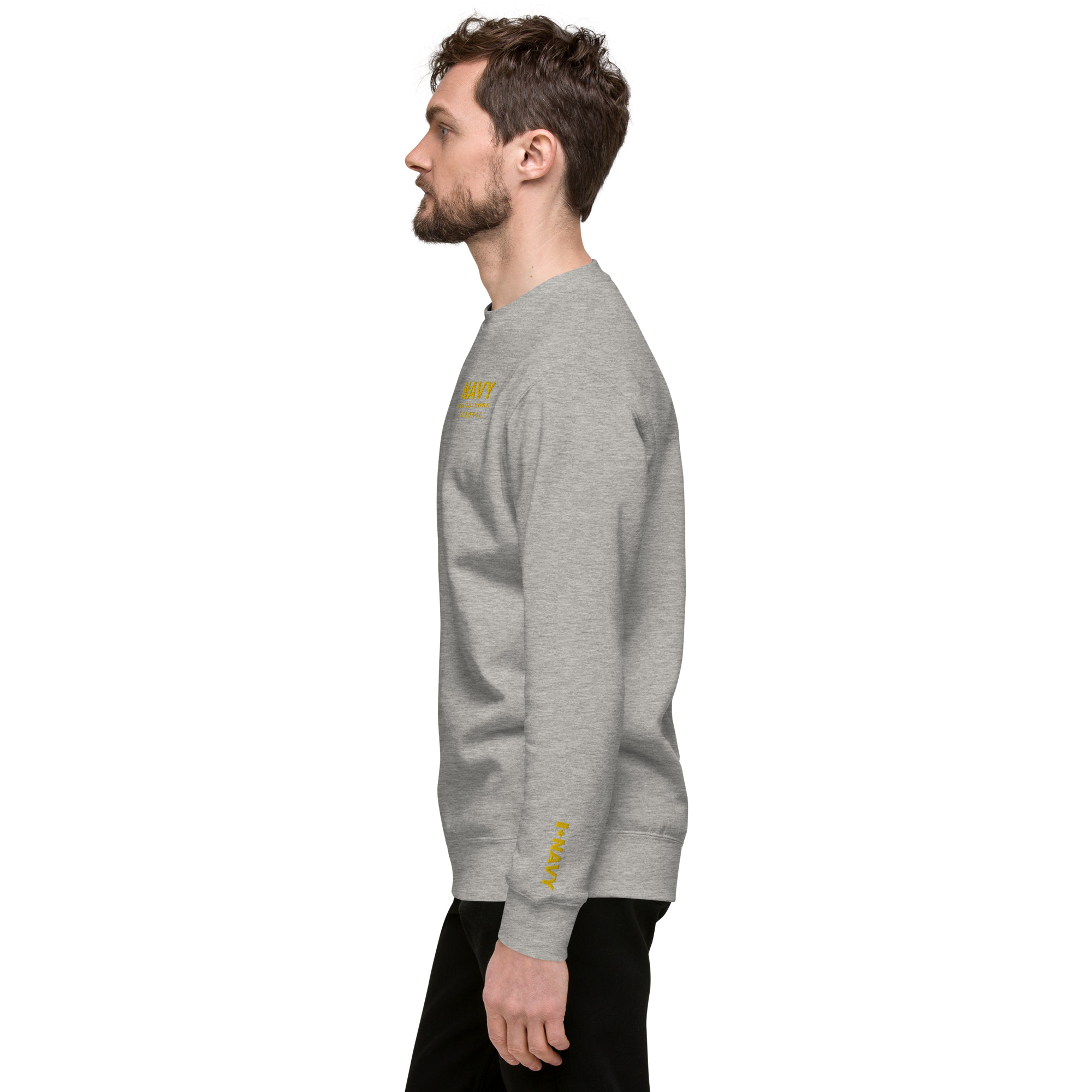 Embroidered NAVY HMCS YORK Unisex Premium Sweatshirt (Gold Thread) - Image 14