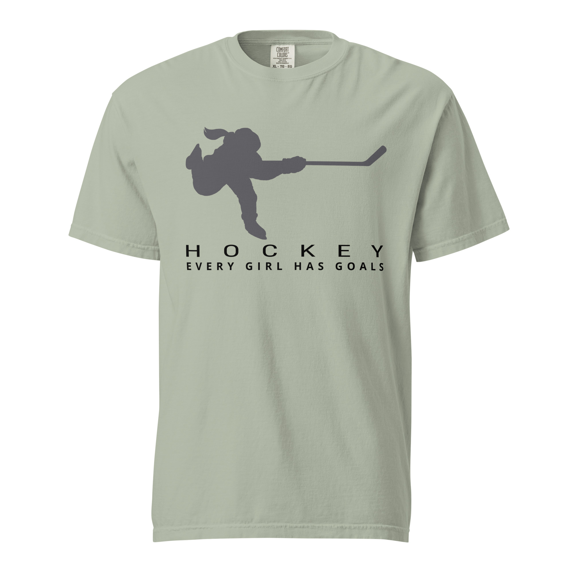 HOCKEY Every Girl Has Goals (Grey & Black) Unisex garment-dyed heavyweight t-shirt - Image 8