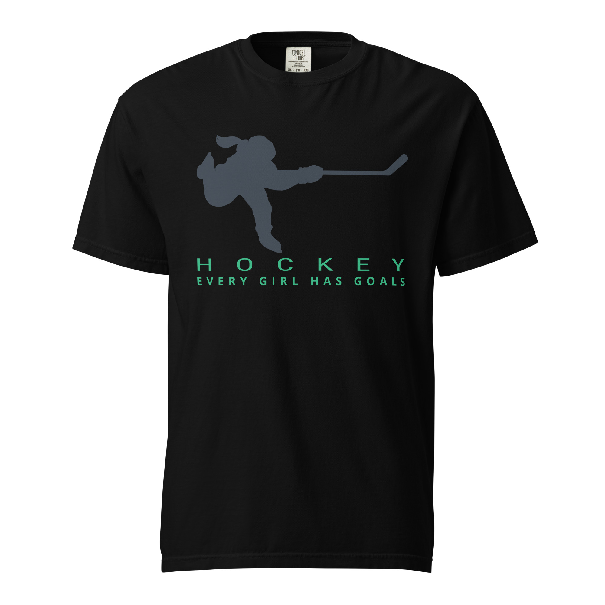 HOCKEY Every Girl Has Goals (Blue & Green Edition) Unisex garment-dyed heavyweight t-shirt