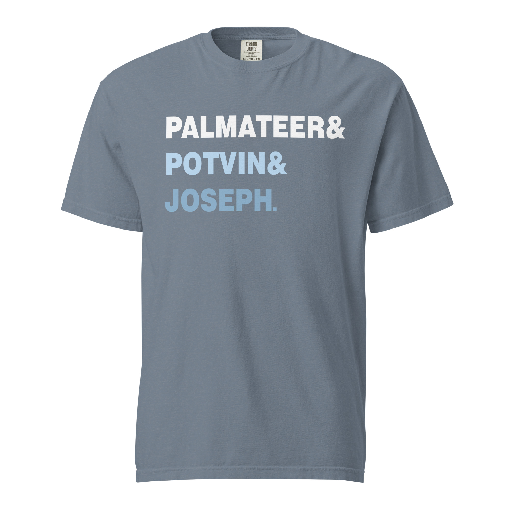 PALMATEER&POTVIN&JOSEPH (Blue & White Edition)Unisex garment-dyed heavyweight t-shirt - Image 5