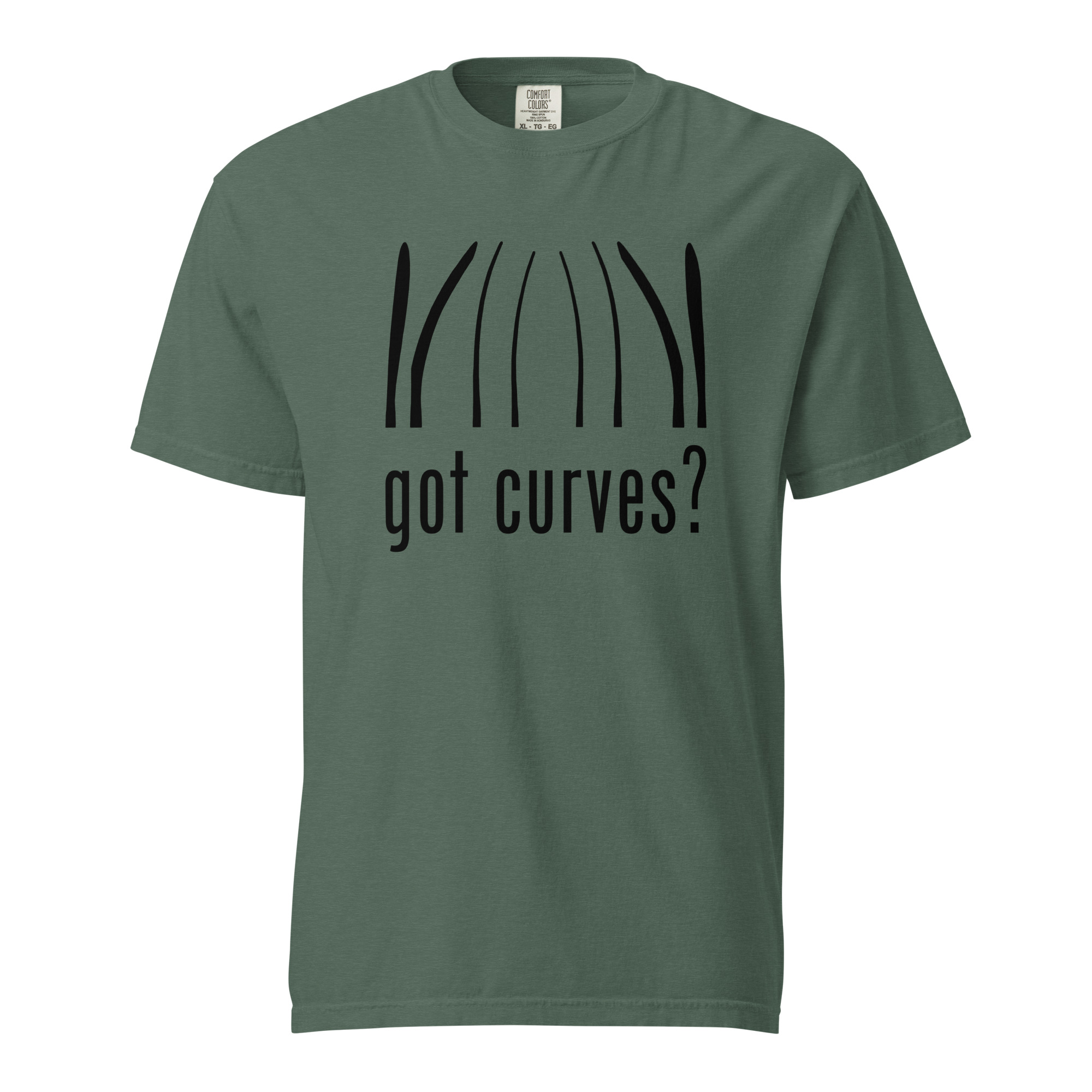 GOT CURVES? (Black Version) Unisex garment-dyed heavyweight t-shirt - Blue Spruce, L