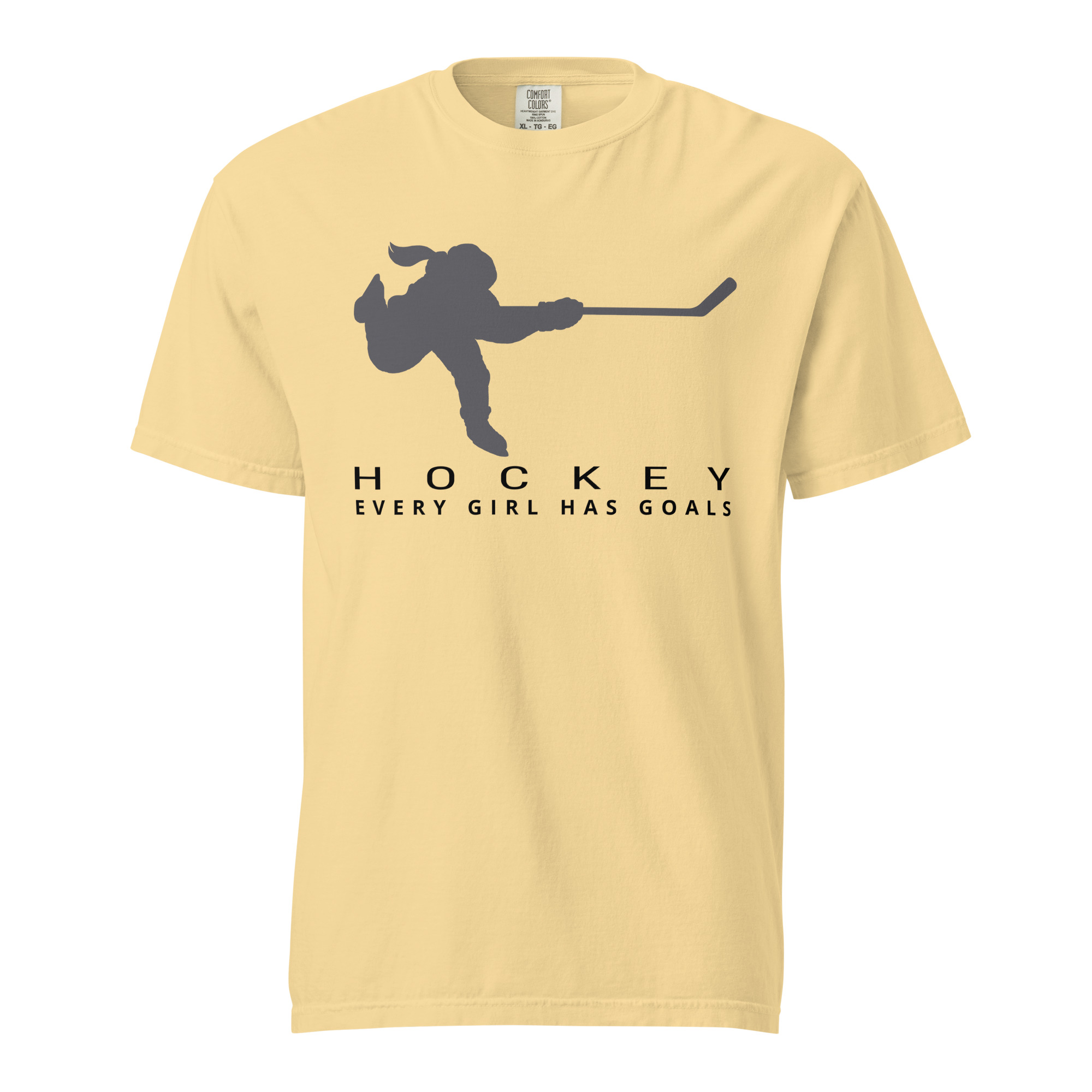 HOCKEY Every Girl Has Goals (Grey & Black) Unisex garment-dyed heavyweight t-shirt - Image 10