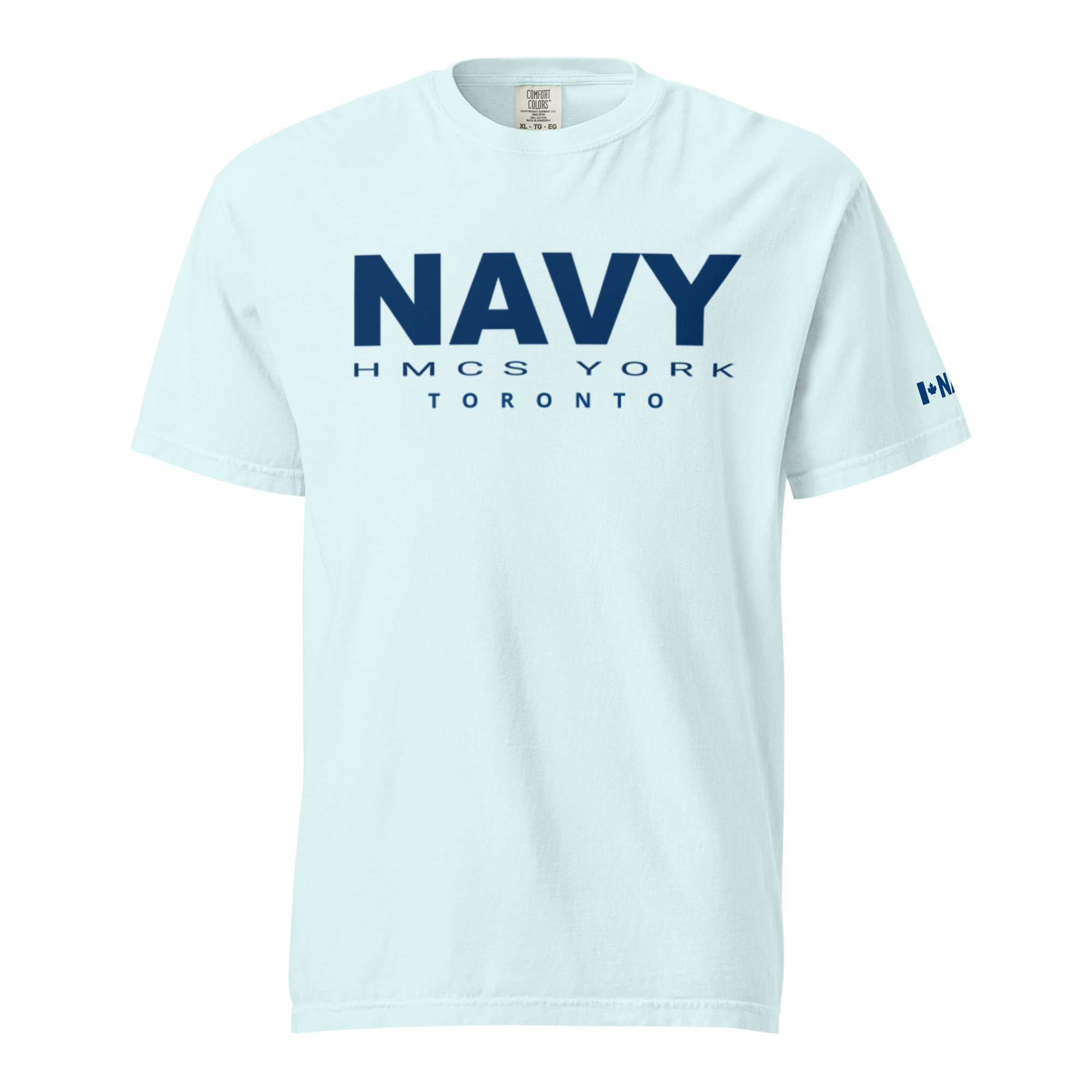 NAVY HMCS YORK Unisex garment-dyed heavyweight t-shirt (Blue Text)