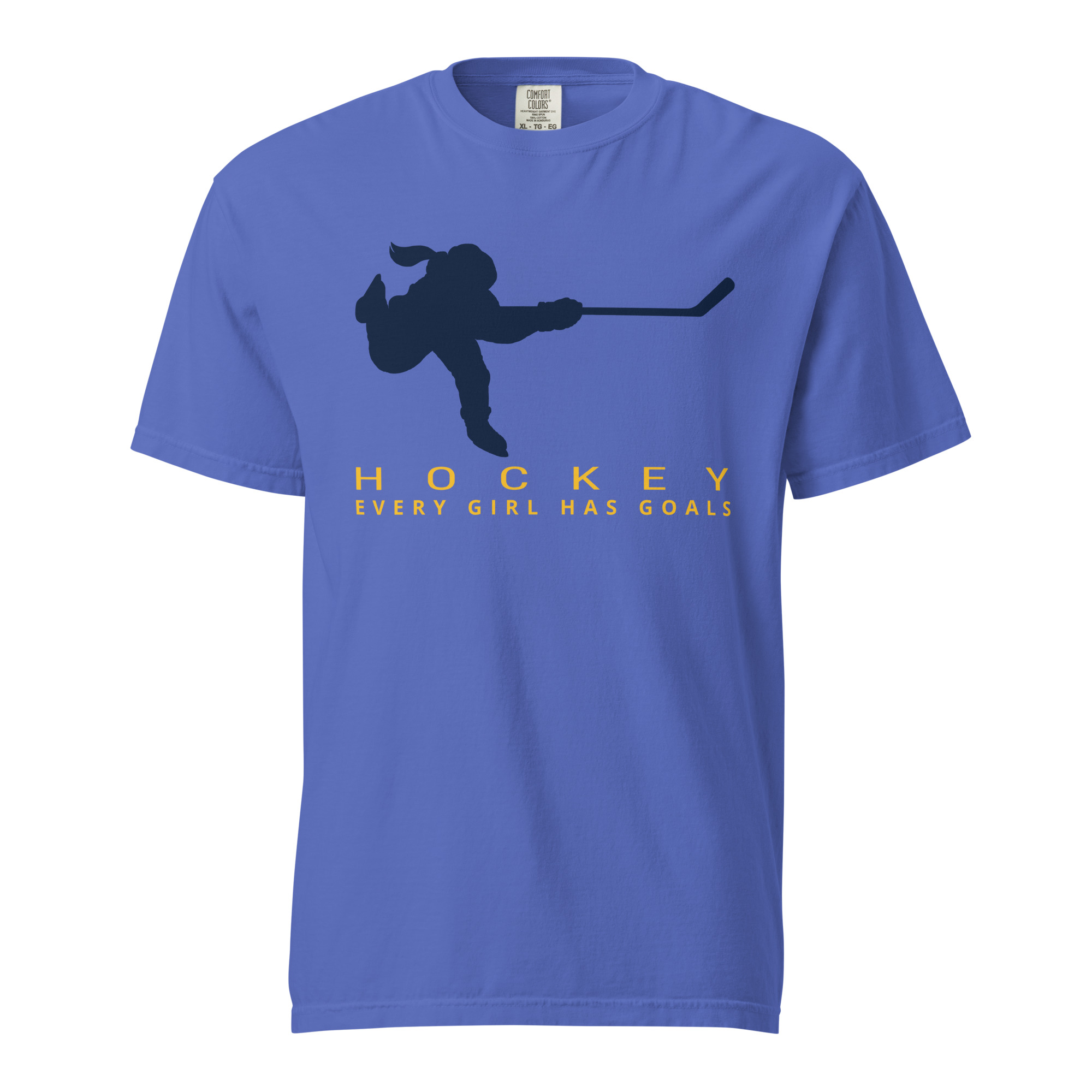 HOCKEY Every Girl Has Goals (Blue & Yellow Edition) Unisex garment-dyed heavyweight t-shirt - Image 6