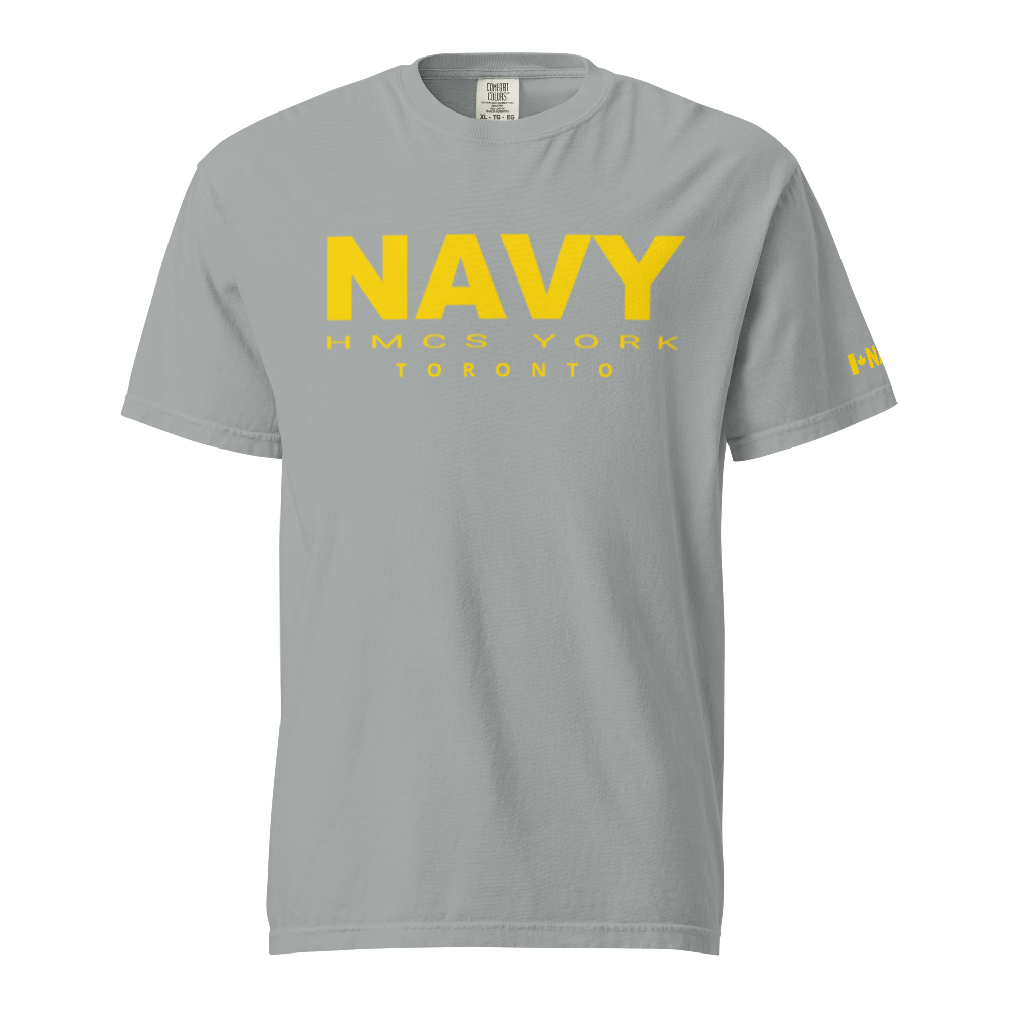 NAVY HMCS YORK Unisex garment-dyed heavyweight t-shirt (Yellow Text) - Image 19