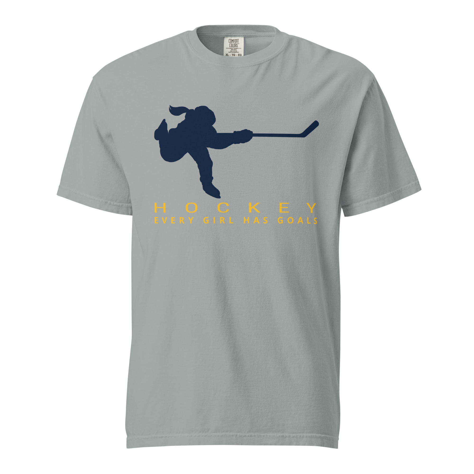 HOCKEY Every Girl Has Goals (Blue & Yellow Edition) Unisex garment-dyed heavyweight t-shirt - Image 8