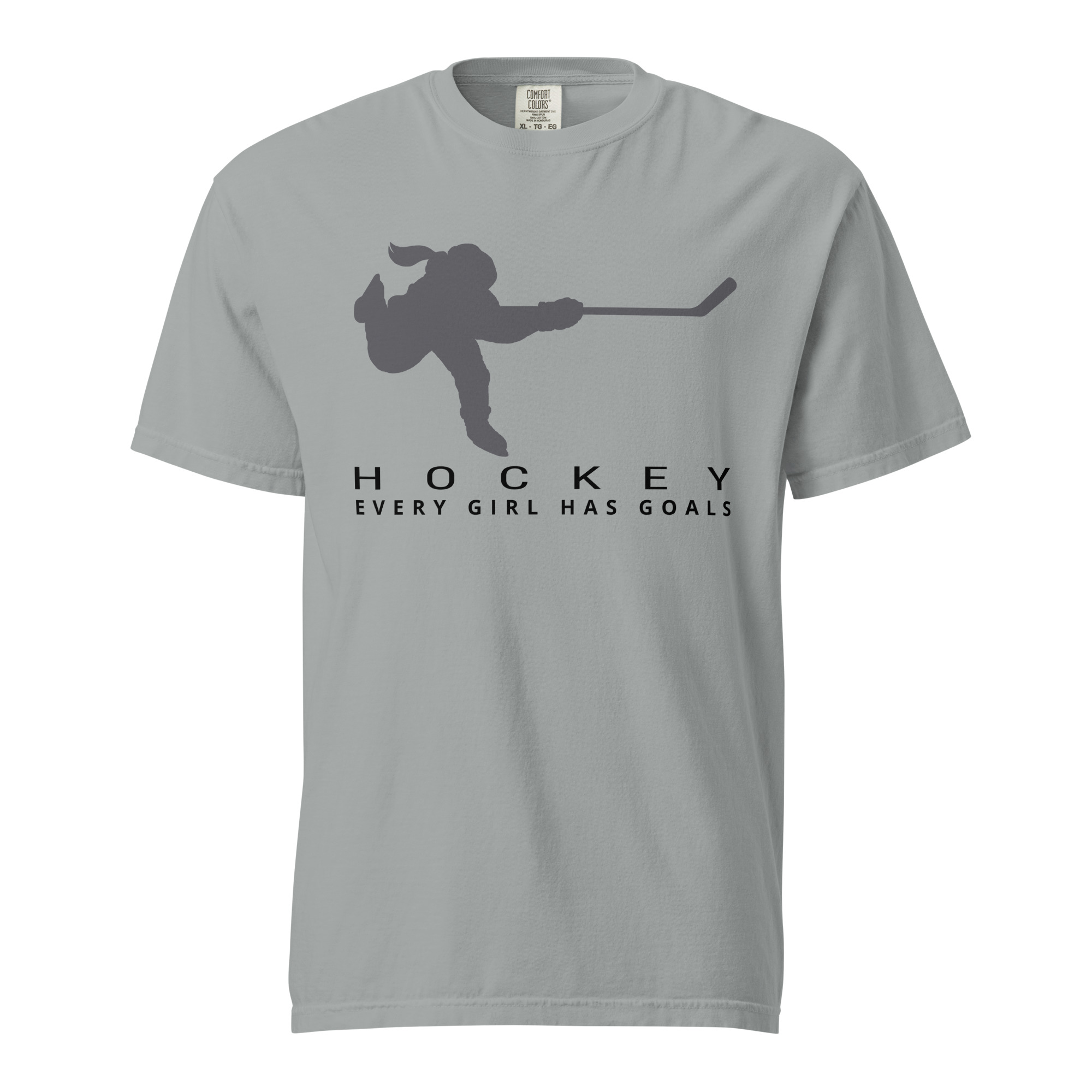 HOCKEY Every Girl Has Goals (Grey & Black) Unisex garment-dyed heavyweight t-shirt - Image 7