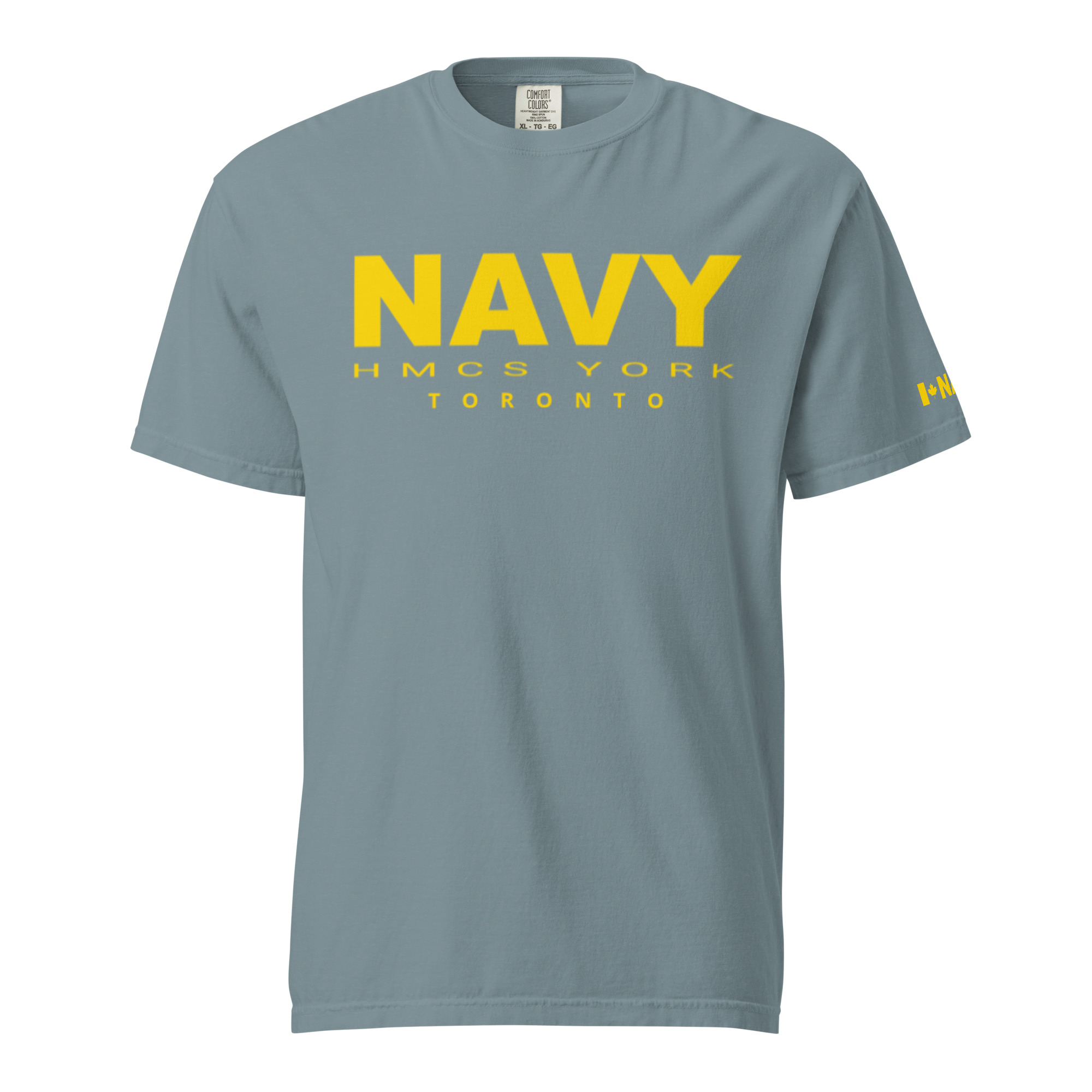NAVY HMCS YORK Unisex garment-dyed heavyweight t-shirt (Yellow Text) - Image 13