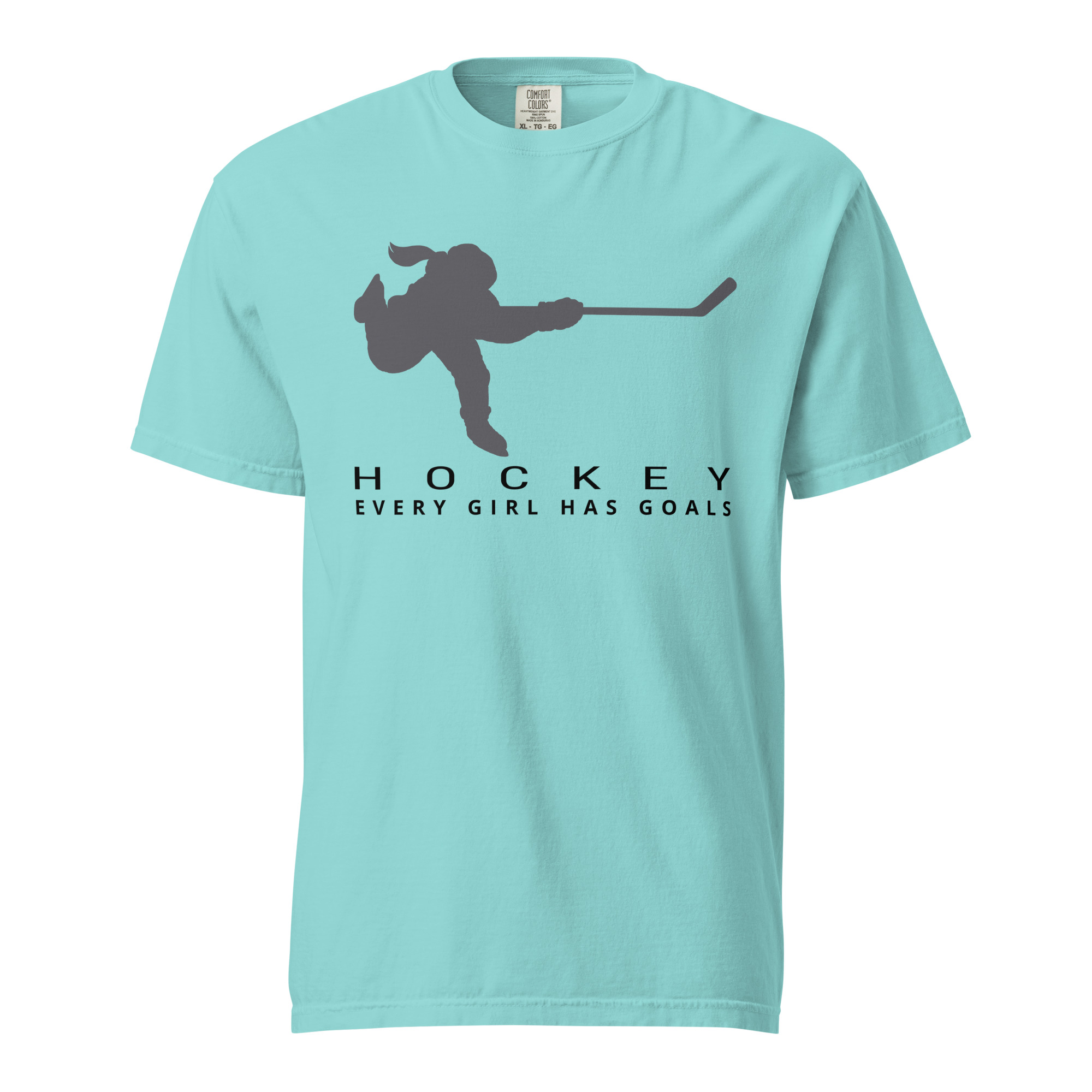 HOCKEY Every Girl Has Goals (Grey & Black) Unisex garment-dyed heavyweight t-shirt - Image 9