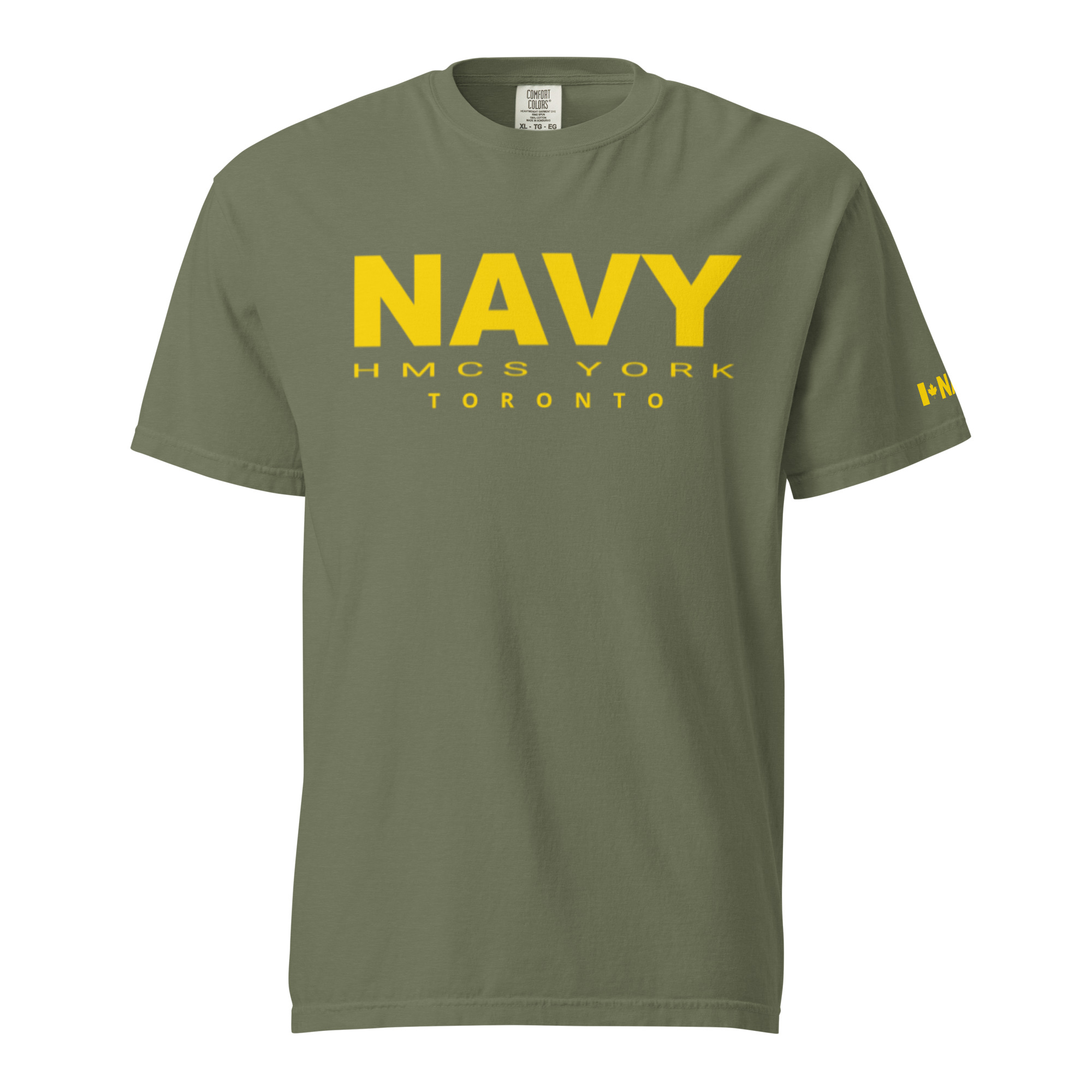 NAVY HMCS YORK Unisex garment-dyed heavyweight t-shirt (Yellow Text) - Image 11