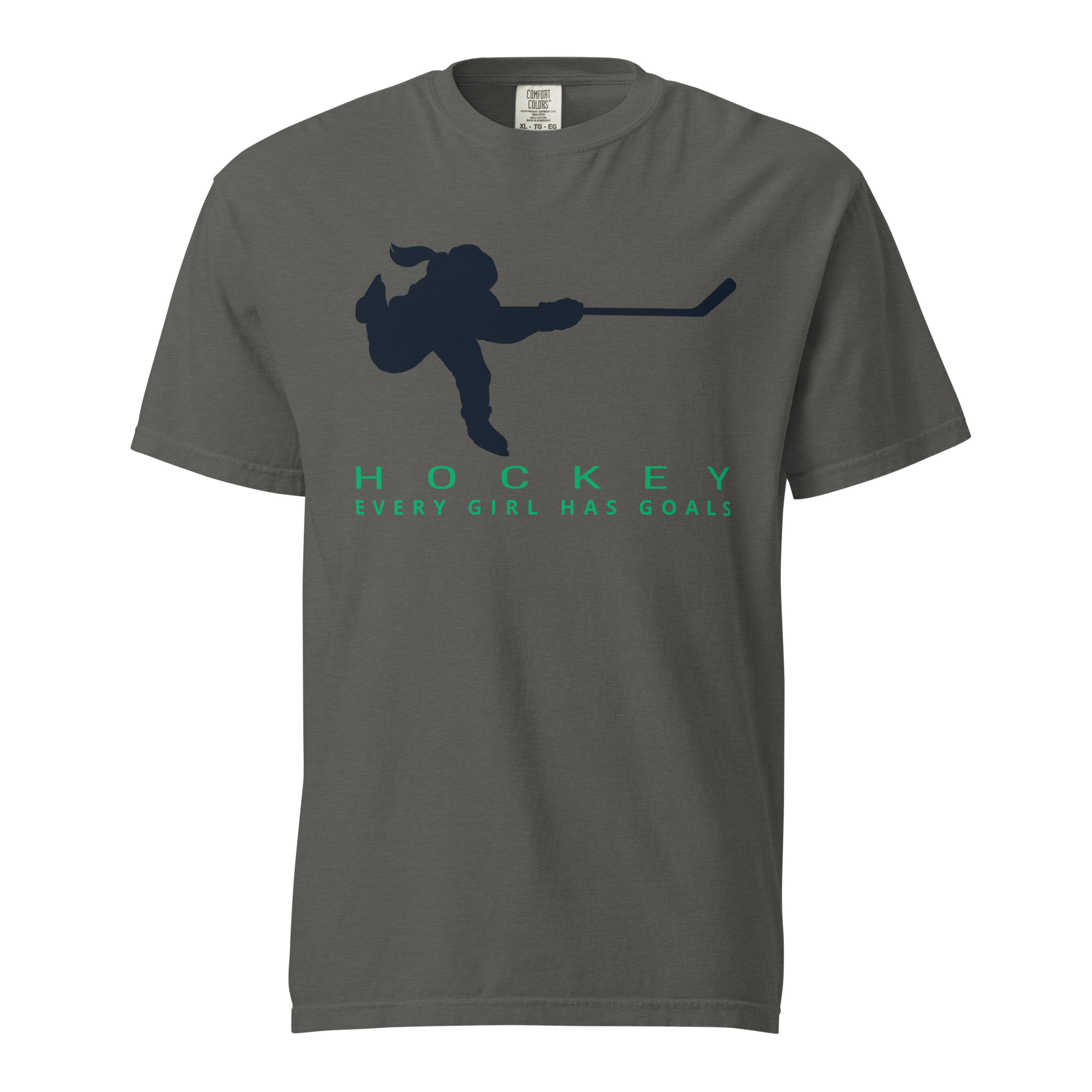 HOCKEY Every Girl Has Goals (Blue & Green Edition) Unisex garment-dyed heavyweight t-shirt - Image 4