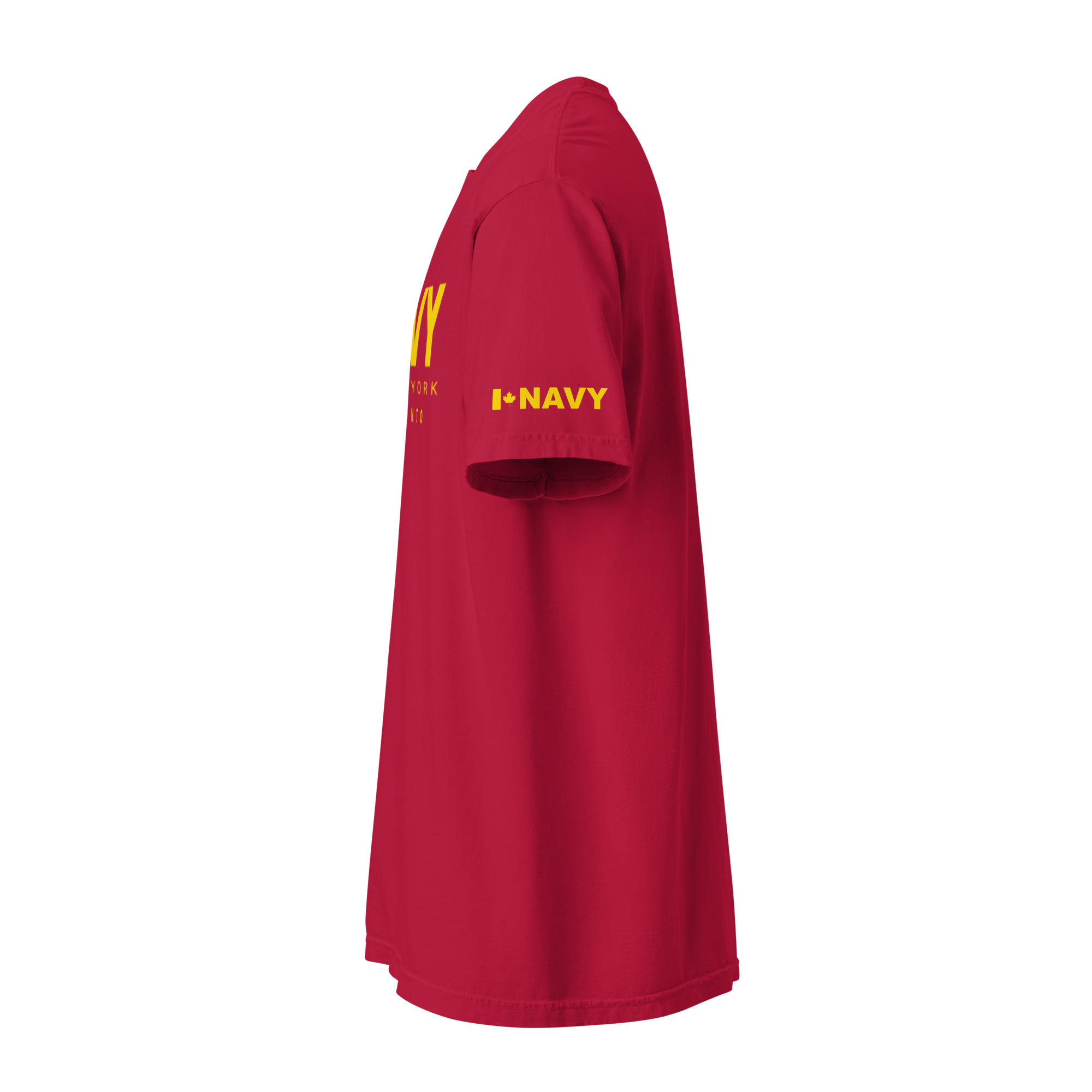 NAVY HMCS YORK Unisex garment-dyed heavyweight t-shirt (Yellow Text) - Image 5