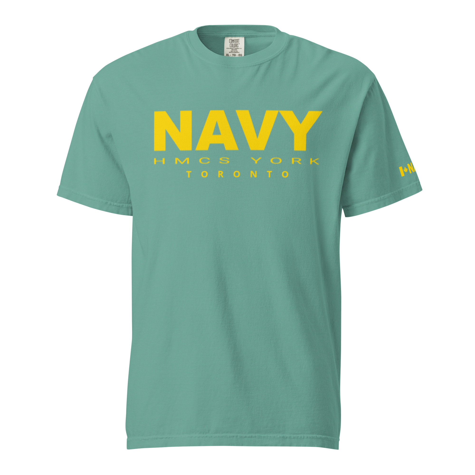 NAVY HMCS YORK Unisex garment-dyed heavyweight t-shirt (Yellow Text) - Image 17