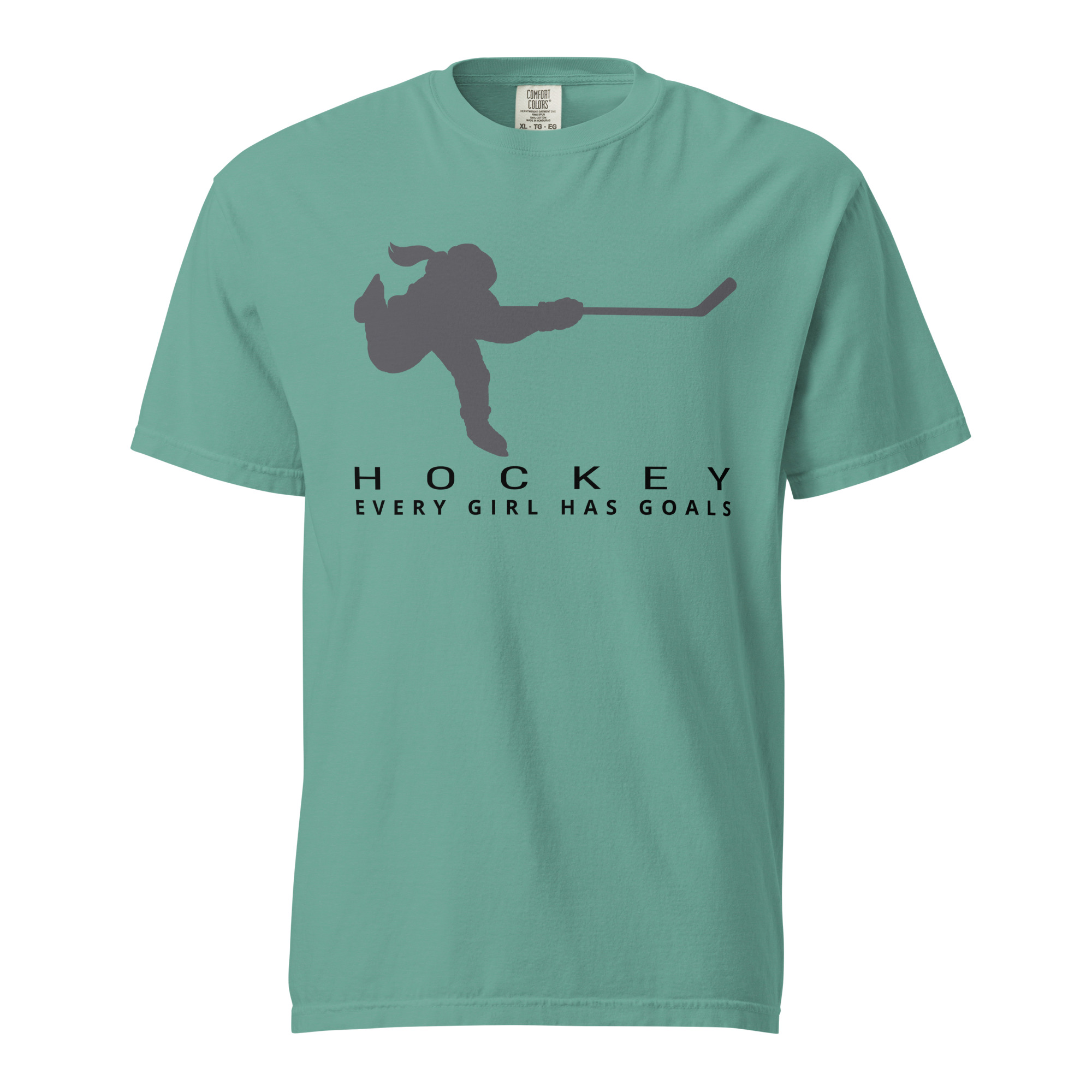 HOCKEY Every Girl Has Goals (Grey & Black) Unisex garment-dyed heavyweight t-shirt - Image 5