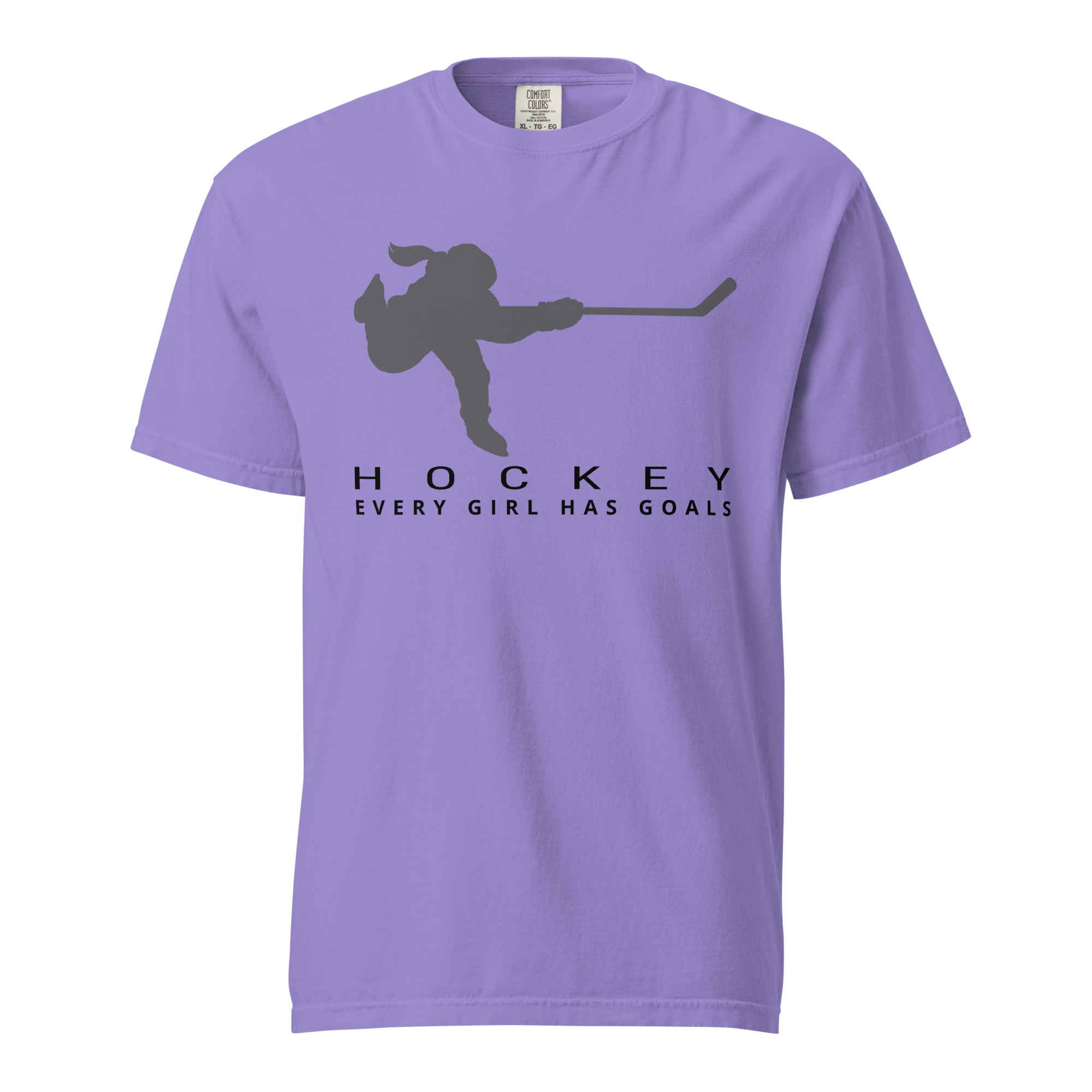 HOCKEY Every Girl Has Goals (Grey & Black) Unisex garment-dyed heavyweight t-shirt - Image 4