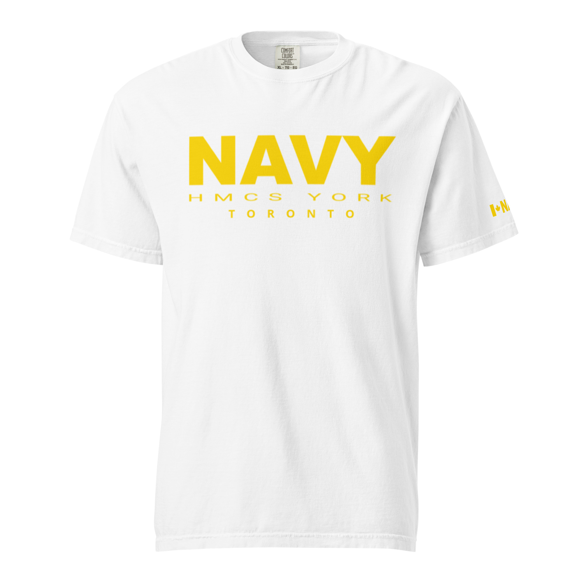NAVY HMCS YORK Unisex garment-dyed heavyweight t-shirt (Yellow Text) - Image 25