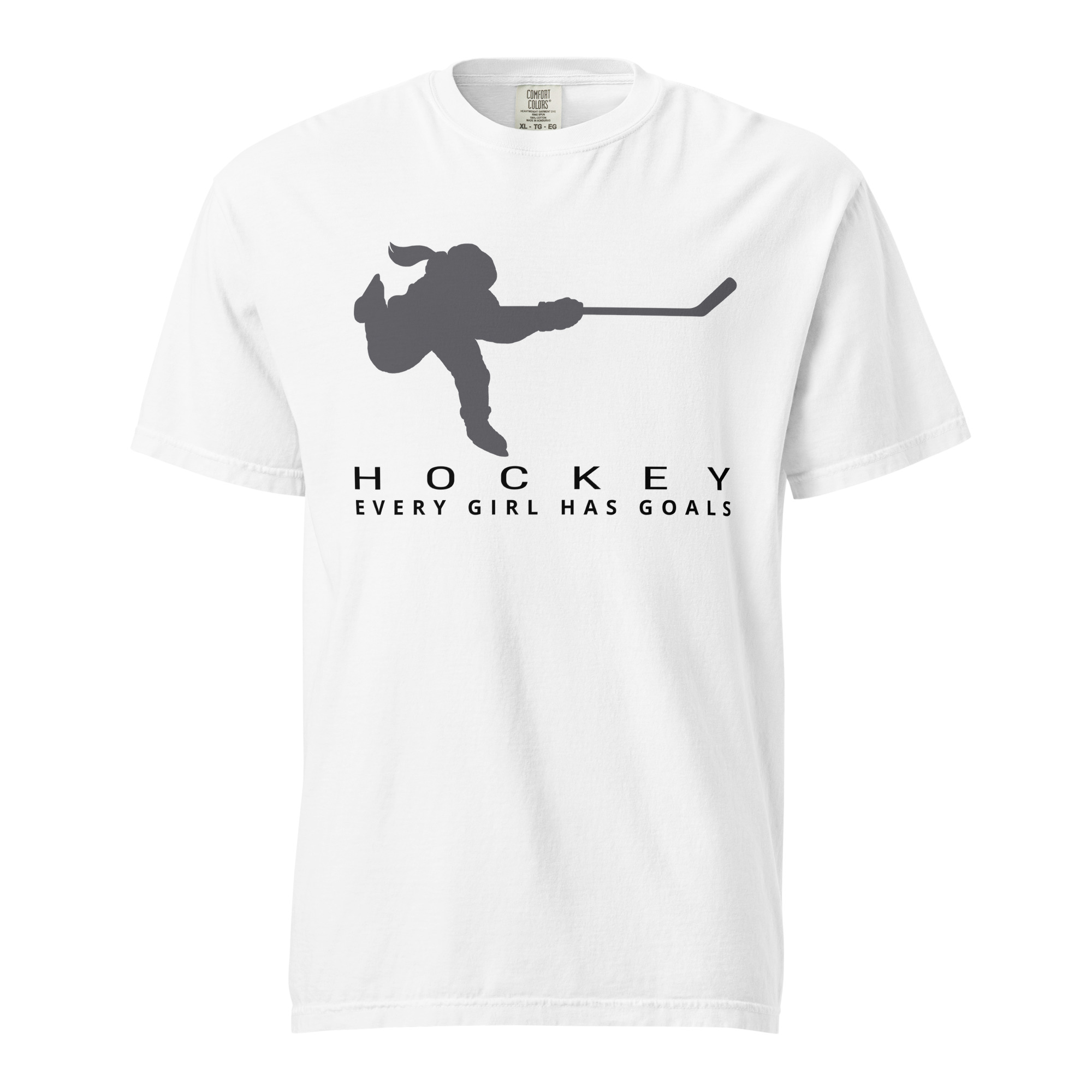 HOCKEY Every Girl Has Goals (Grey & Black) Unisex garment-dyed heavyweight t-shirt - Image 11