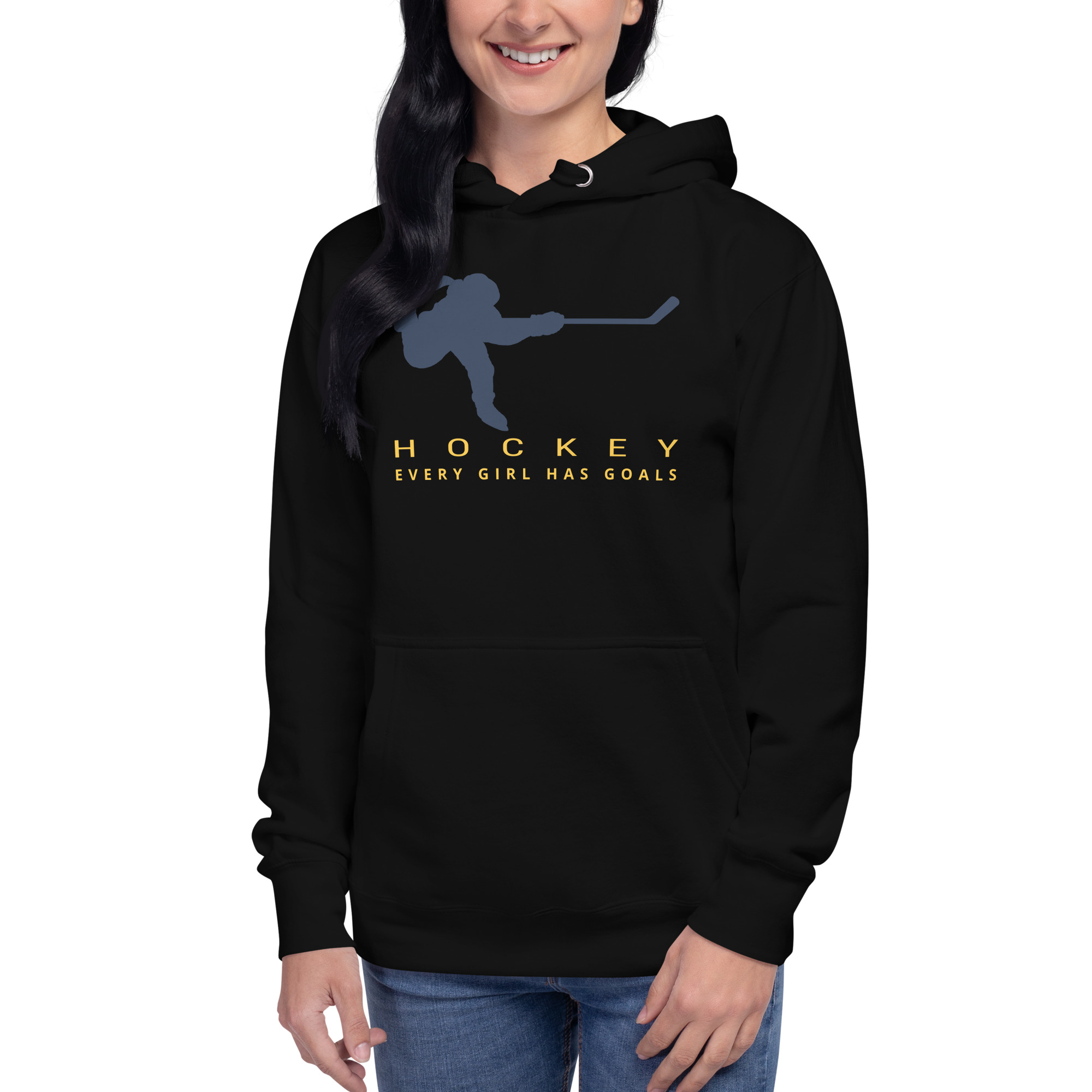HOCKEY Every Girl Has Goals (Blue & Yellow Edition)Unisex Hoodie - Image 2