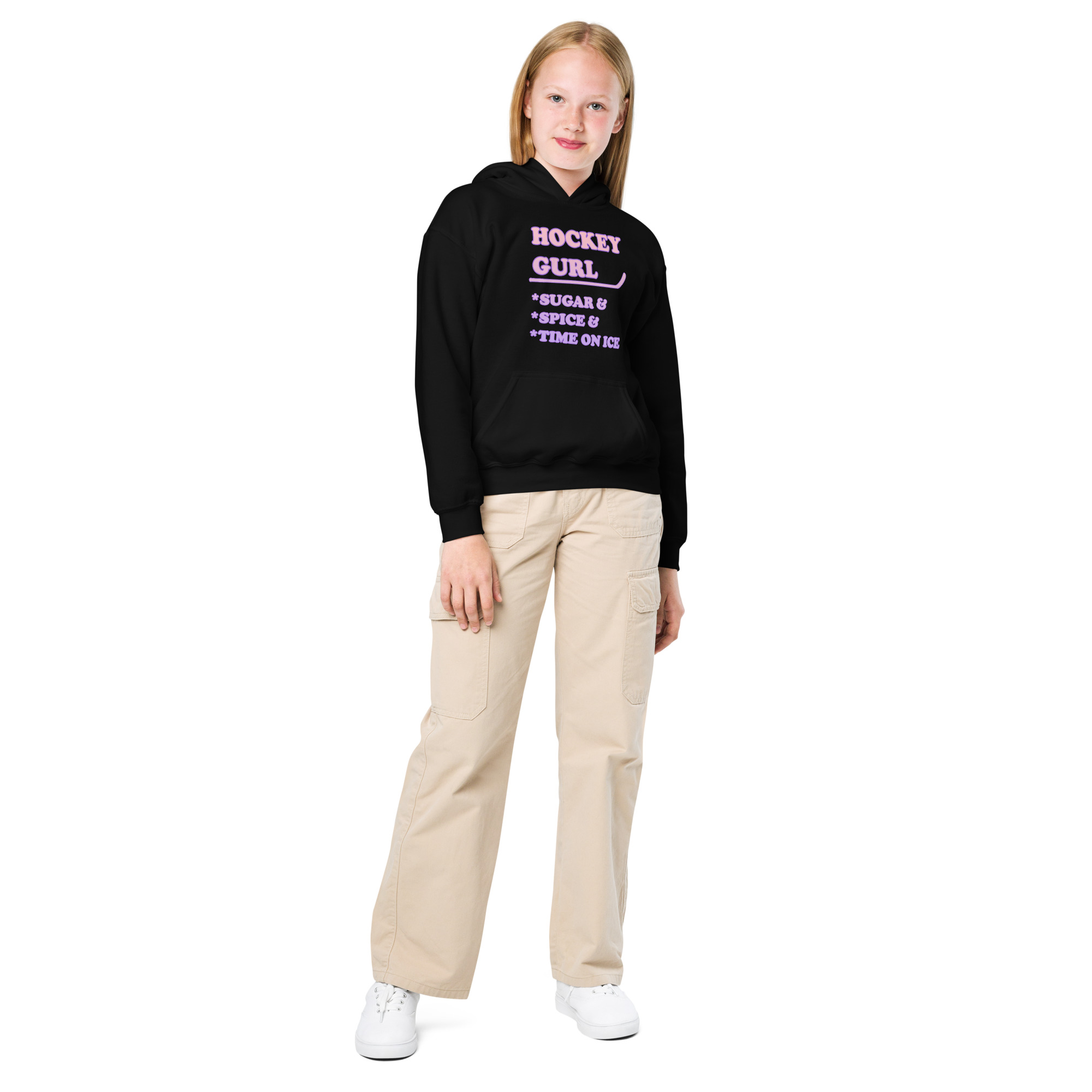 HOCKEY GURL Sugar&Spice&TimeOnIce Youth heavy blend hoodie - Image 2