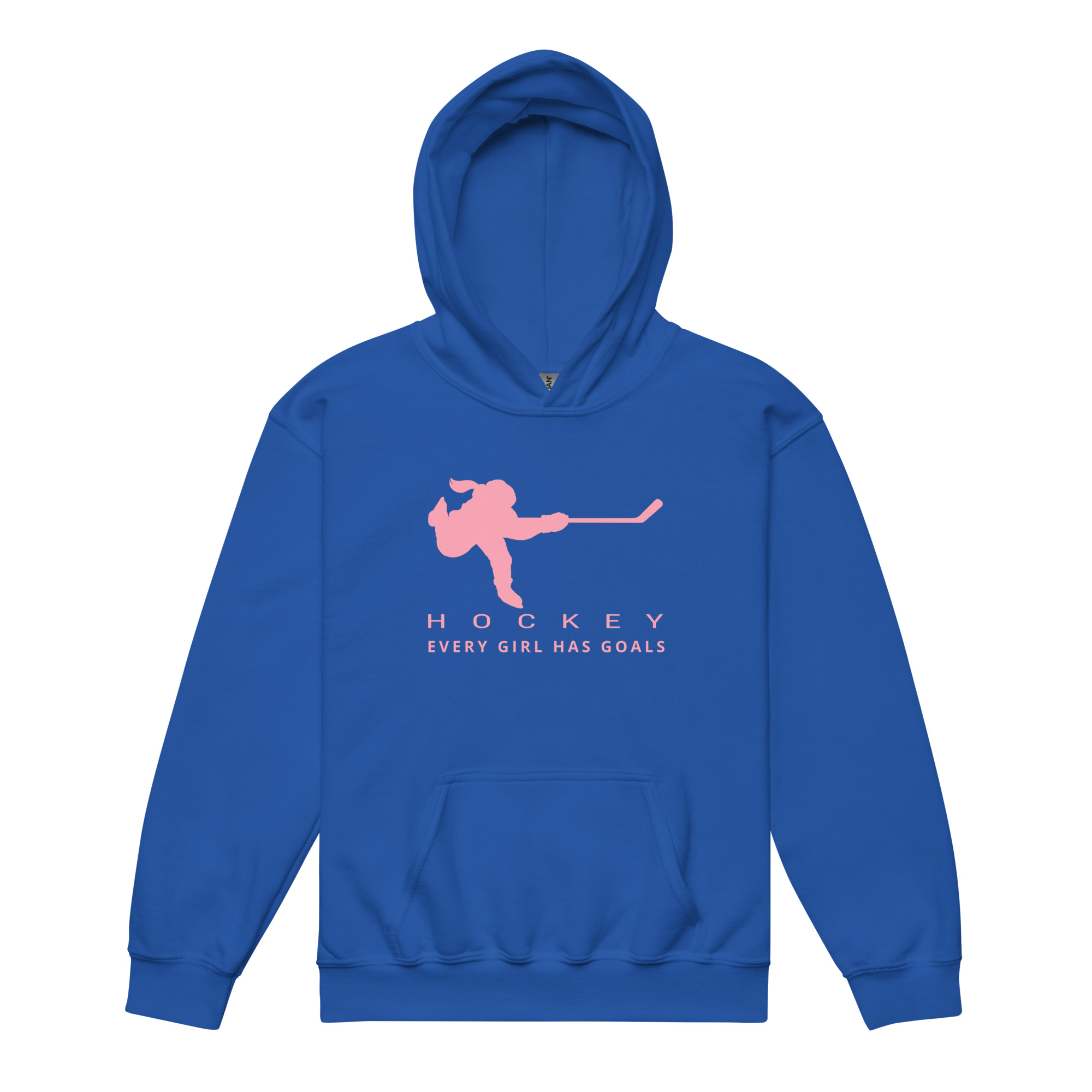 HOCKEY Every Girl Has Goals (Pink Edition) Youth heavy blend hoodie - Image 3
