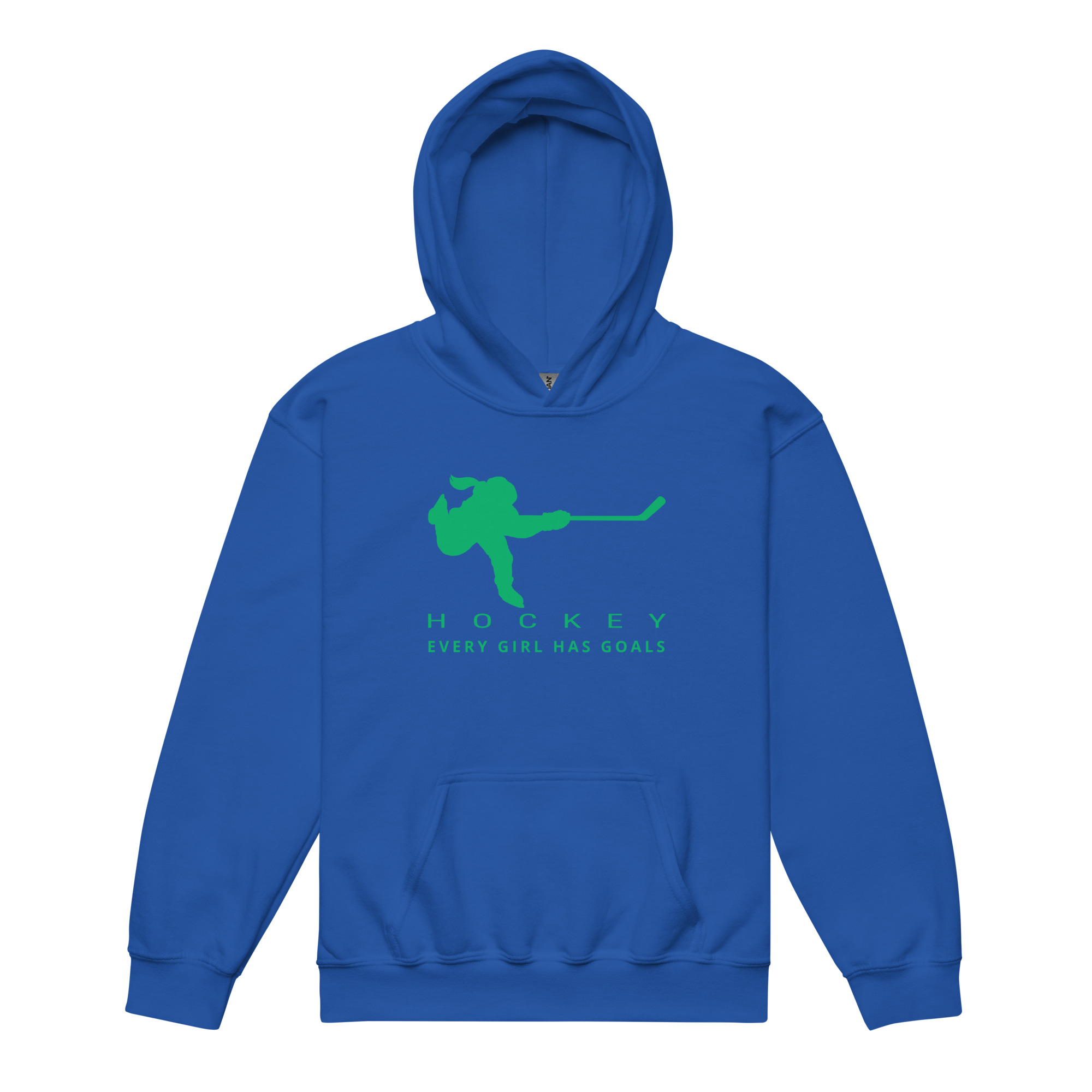 HOCKEY Every Girl Has Goals (Green Edition) Youth heavy blend hoodie - Image 4