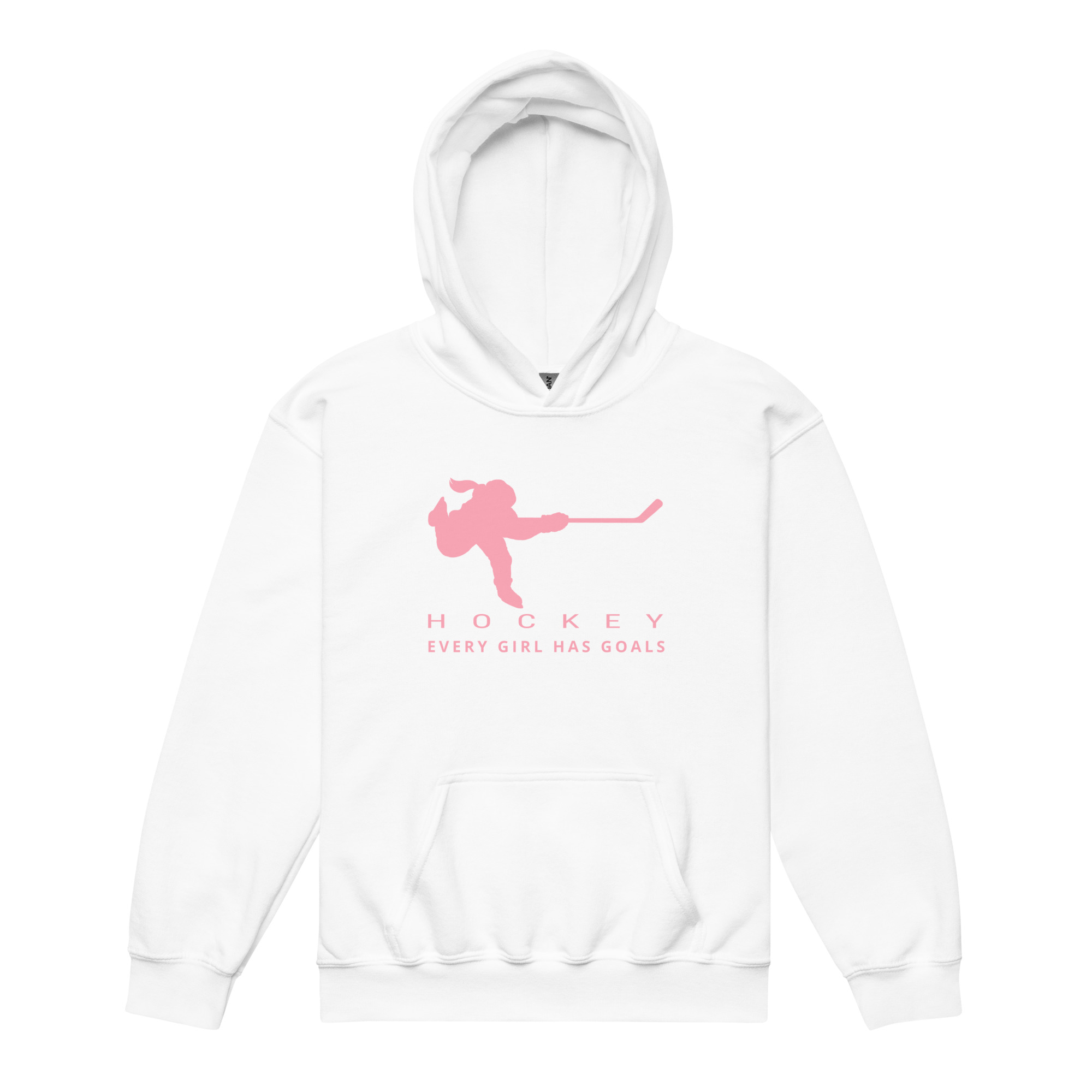 HOCKEY Every Girl Has Goals (Pink Edition) Youth heavy blend hoodie - Image 4