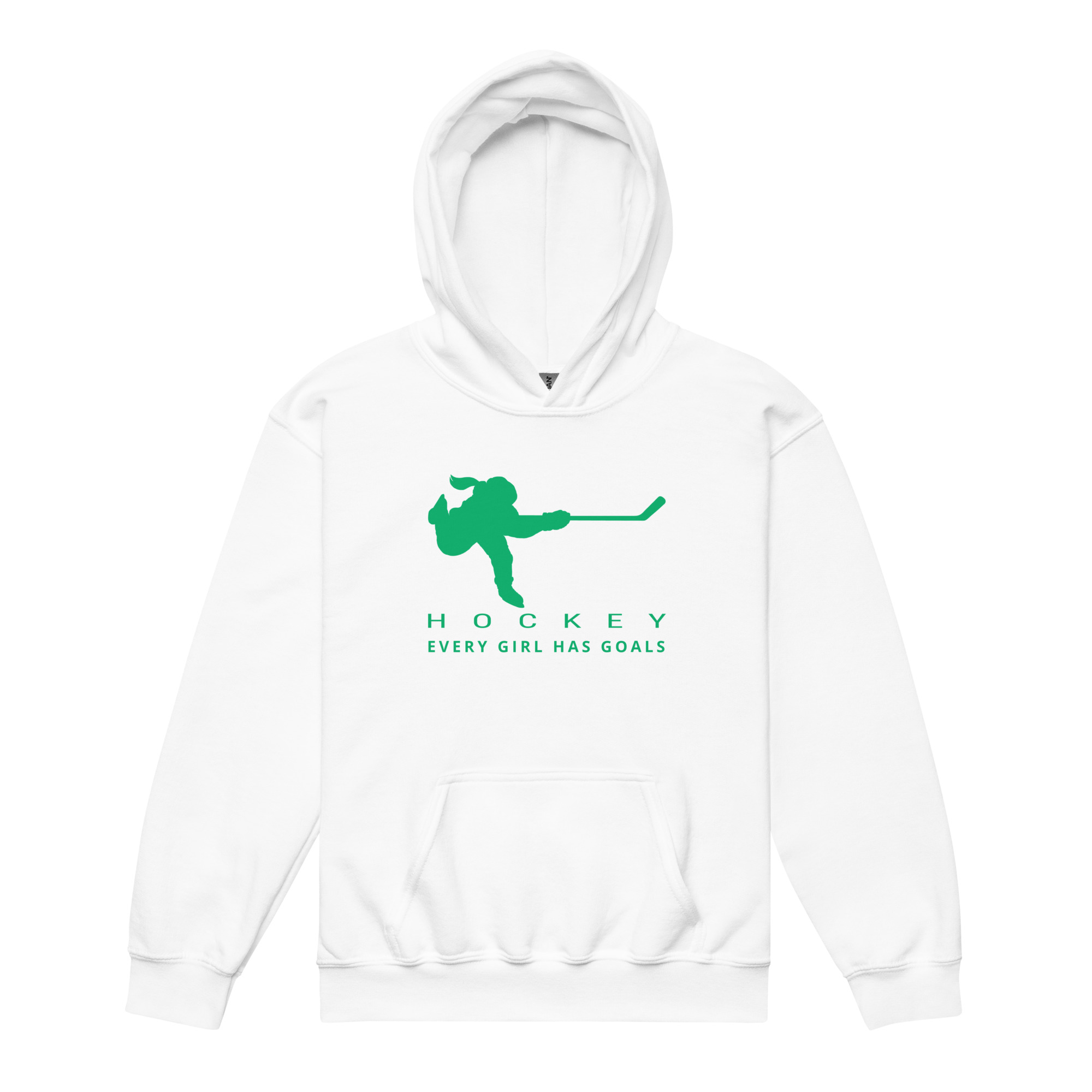 HOCKEY Every Girl Has Goals (Green Edition) Youth heavy blend hoodie - Image 5
