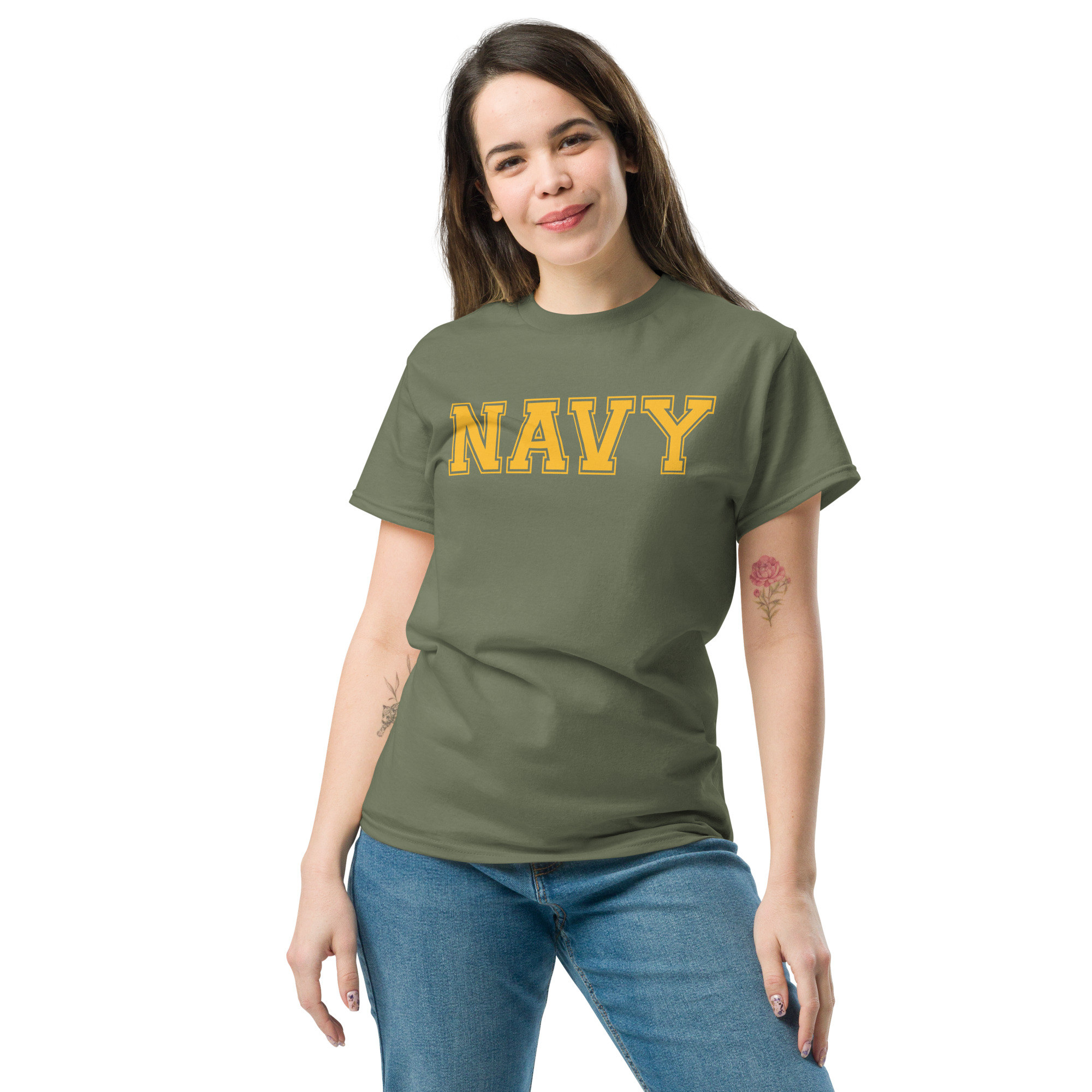 NAVY (varsity yellow) Unisex classic tee - Image 3