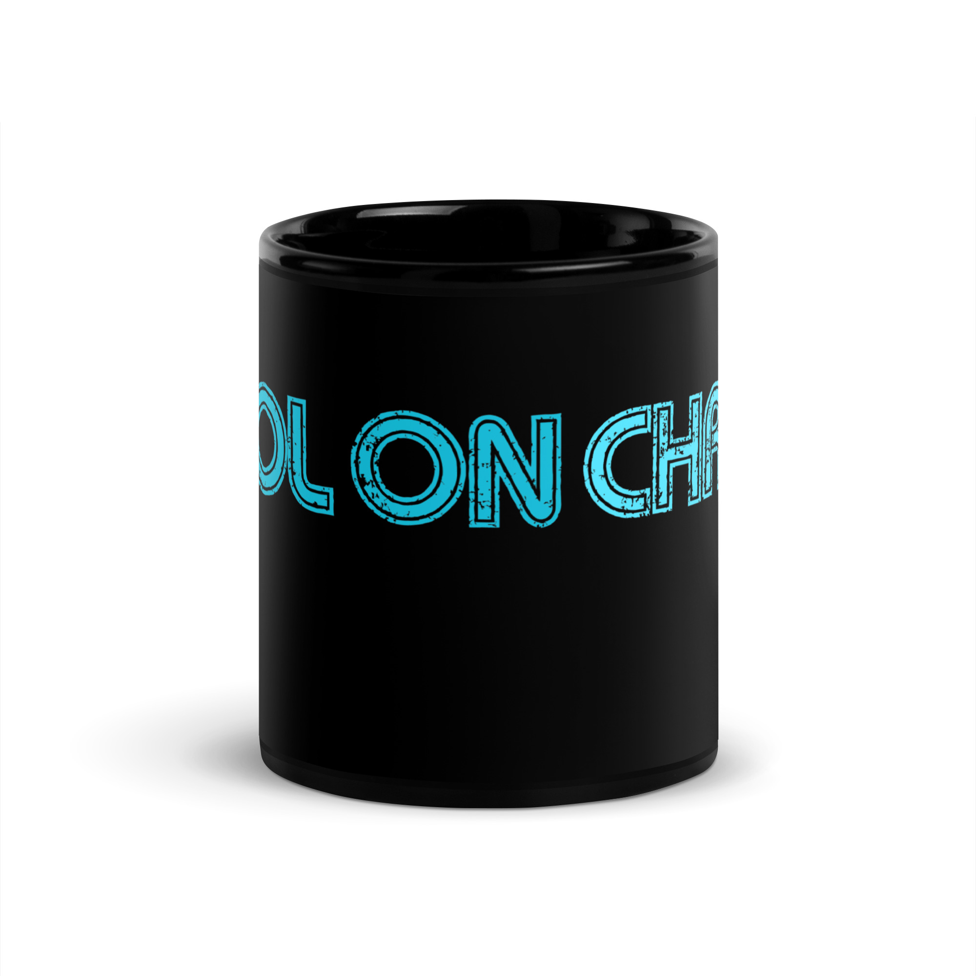 Cool On Christ Retro Blue Black Glossy Mug - Image 3