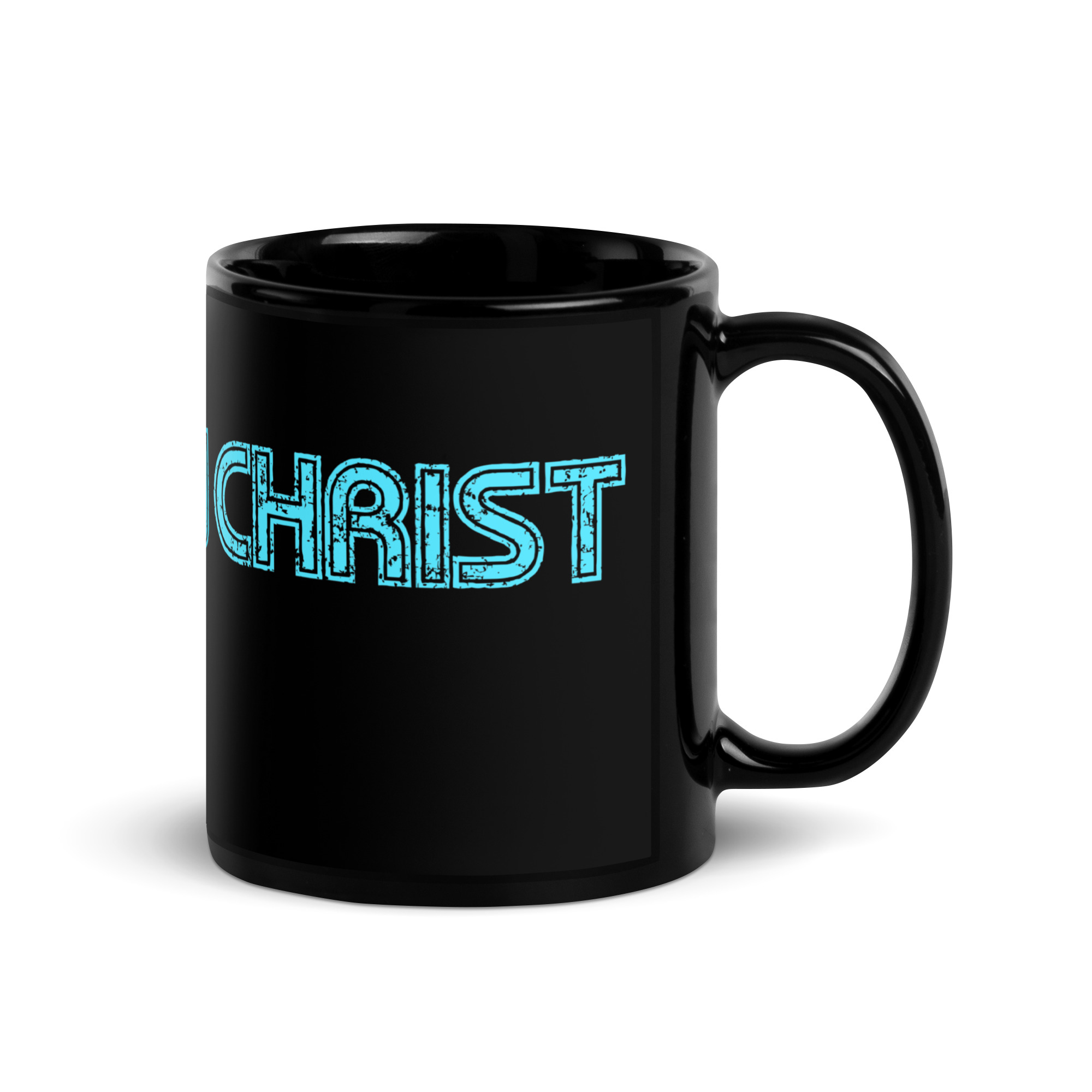 Cool On Christ Retro Blue Black Glossy Mug - Image 2