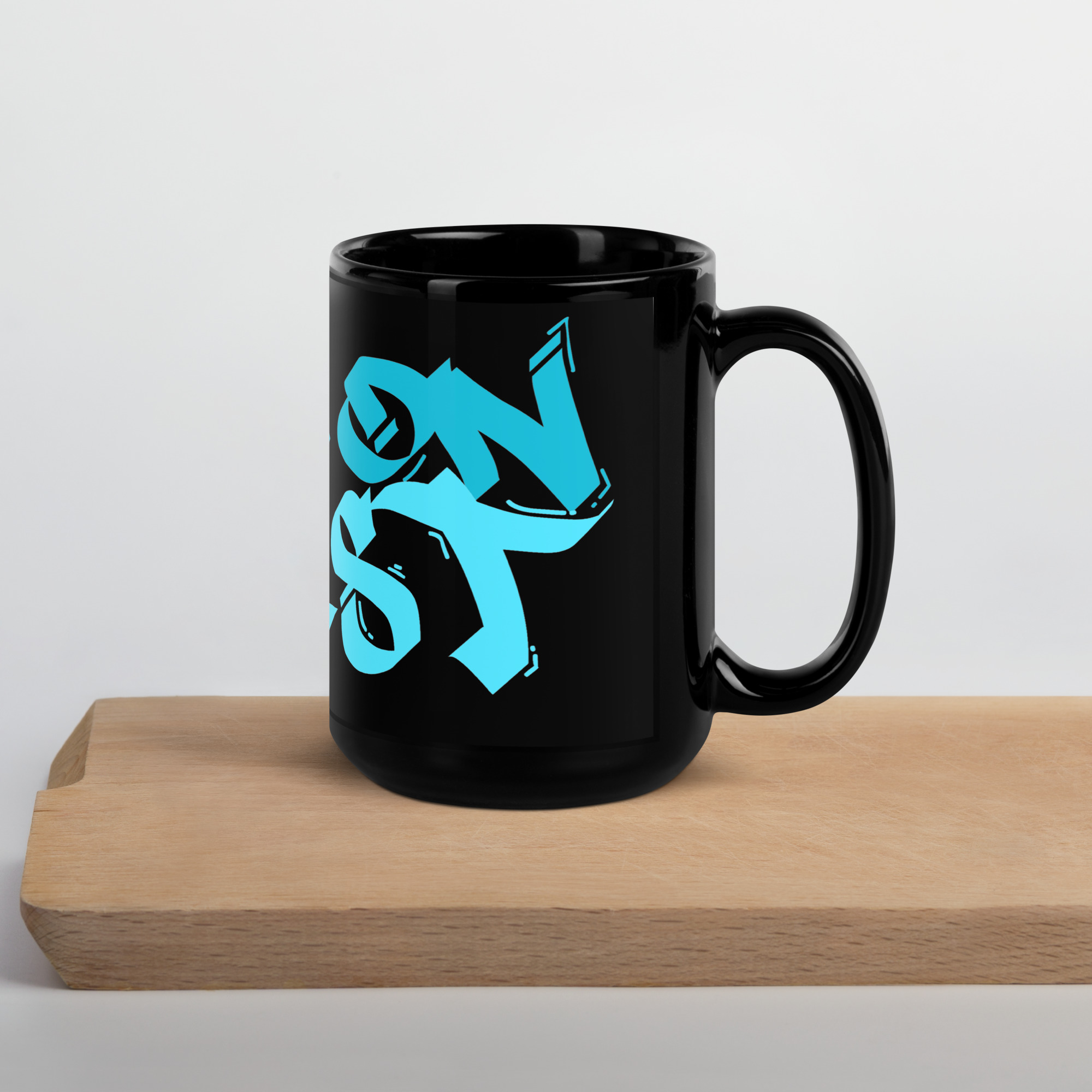 Cool On Christ Grafitti Blue Black Glossy Mug - Image 6