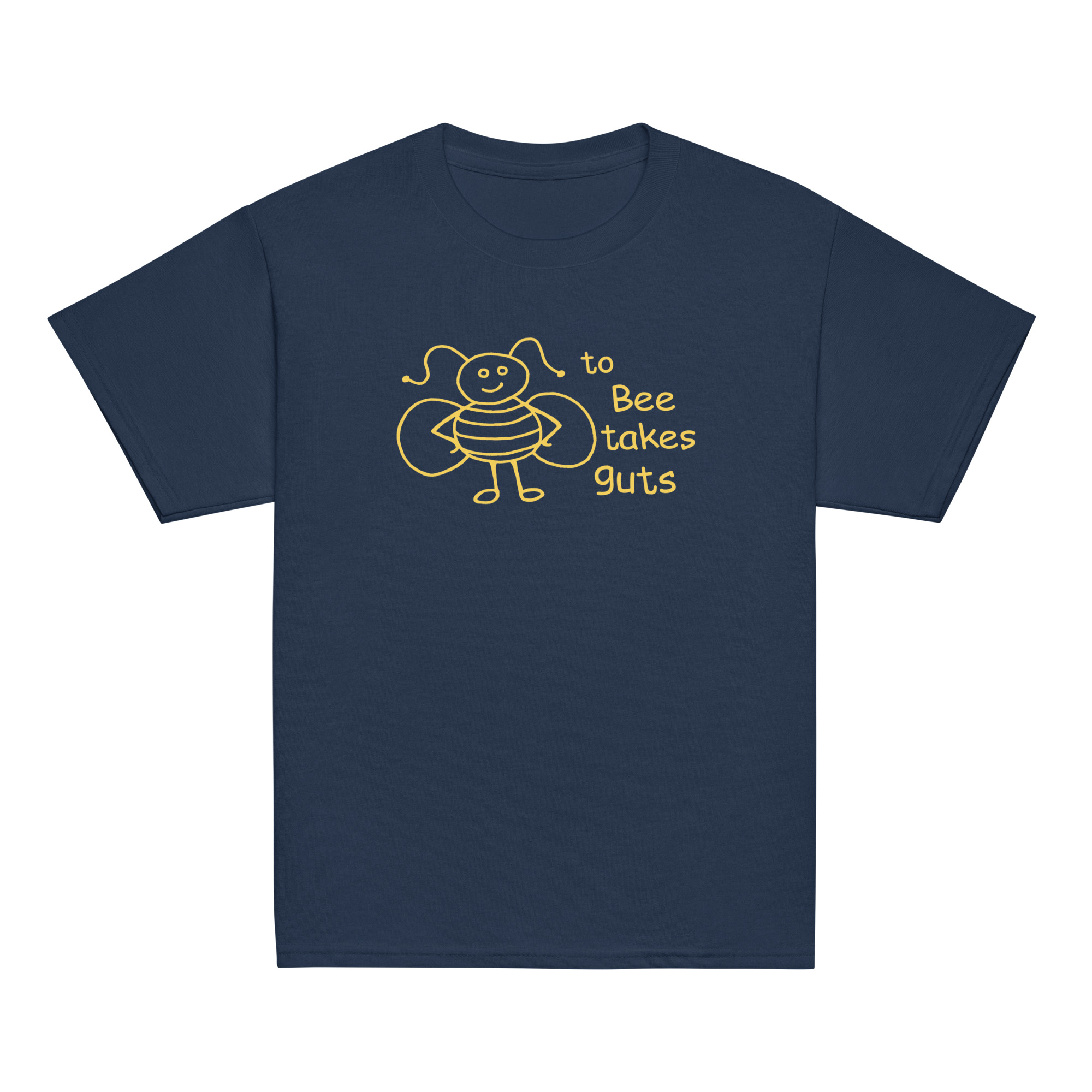 to Bee takes guts (yellow text) Youth classic tee - Navy, L