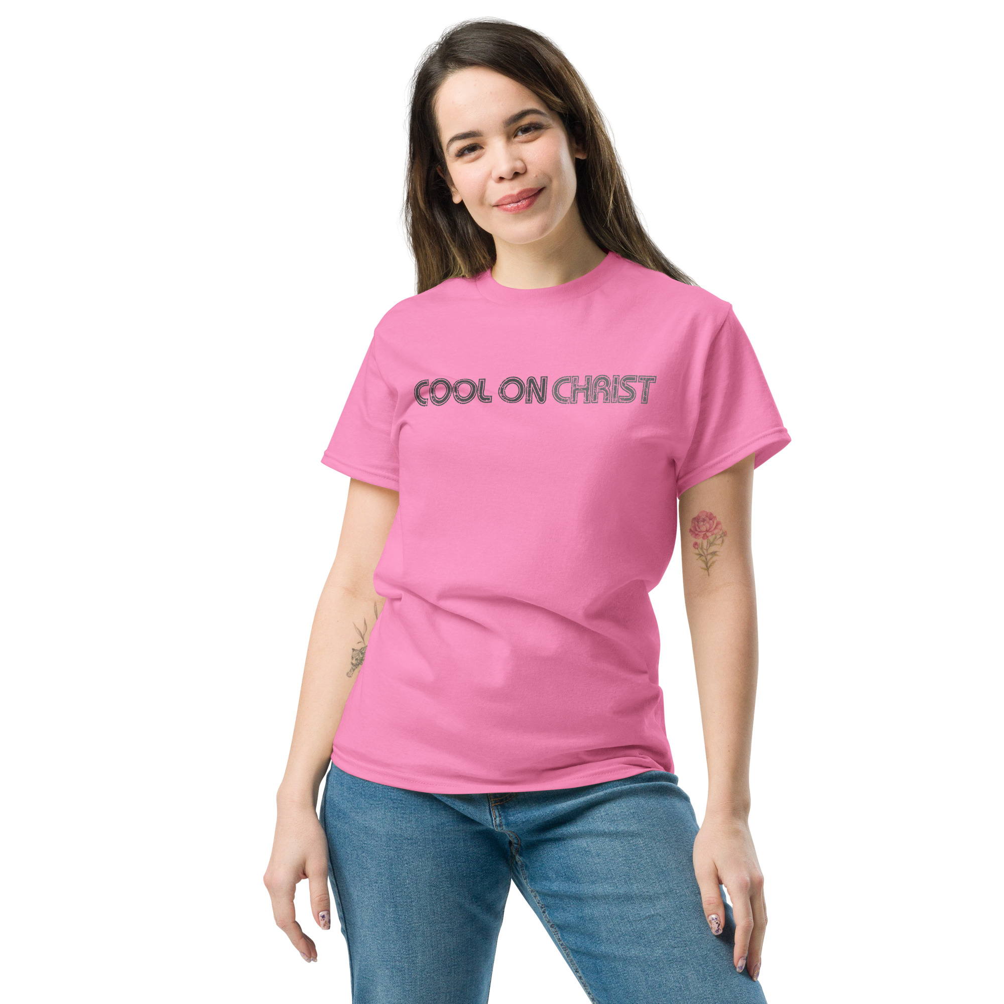 COOL ON CHRIST Retro Grey Unisex Gildan classic tee - Image 3
