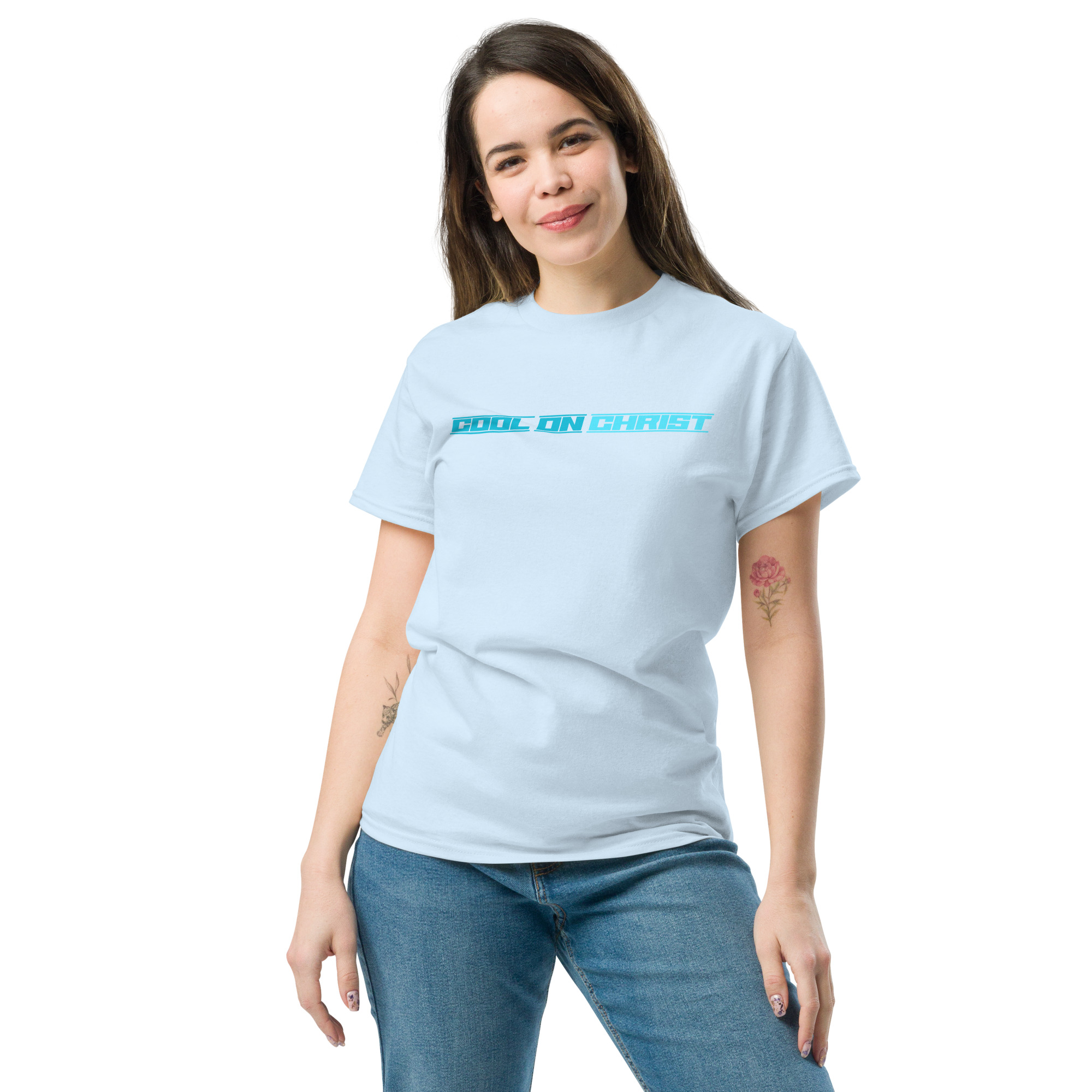 COOL ON CHRIST Modern Blue Unisex Gildan classic tee - Image 3