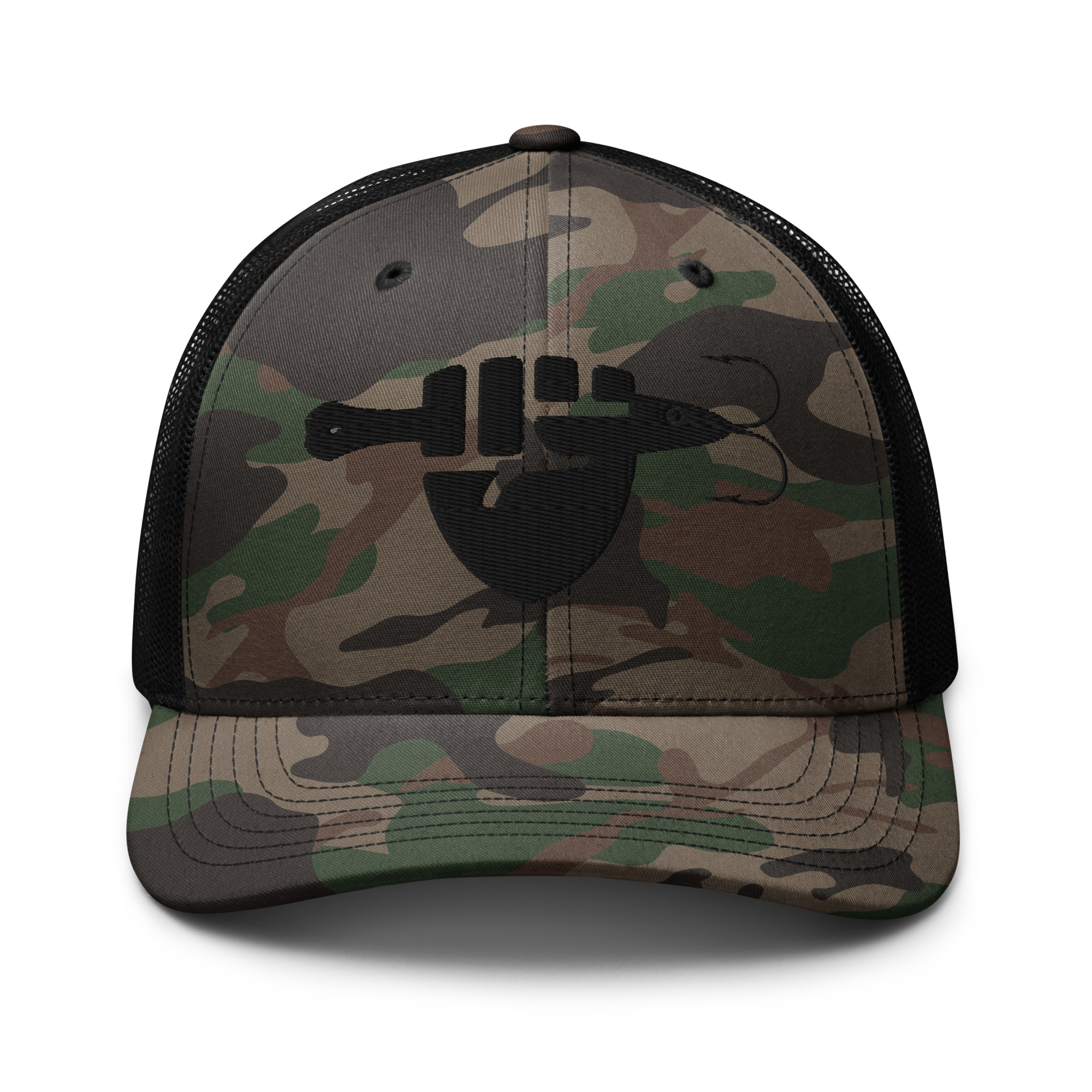FIST & JIGGER (Black Logo) Camouflage trucker hat