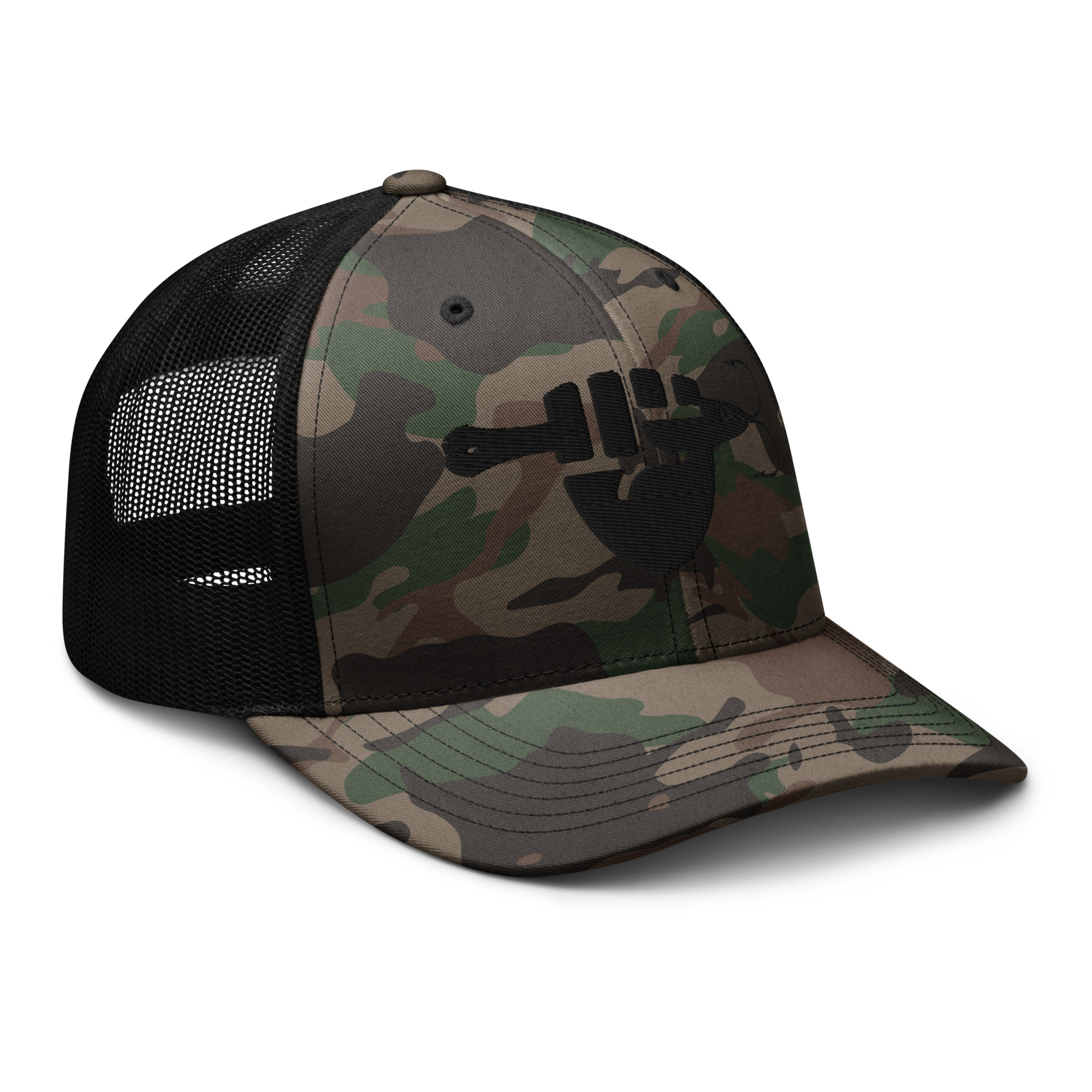 FIST & JIGGER (Black Logo) Camouflage trucker hat - Image 3