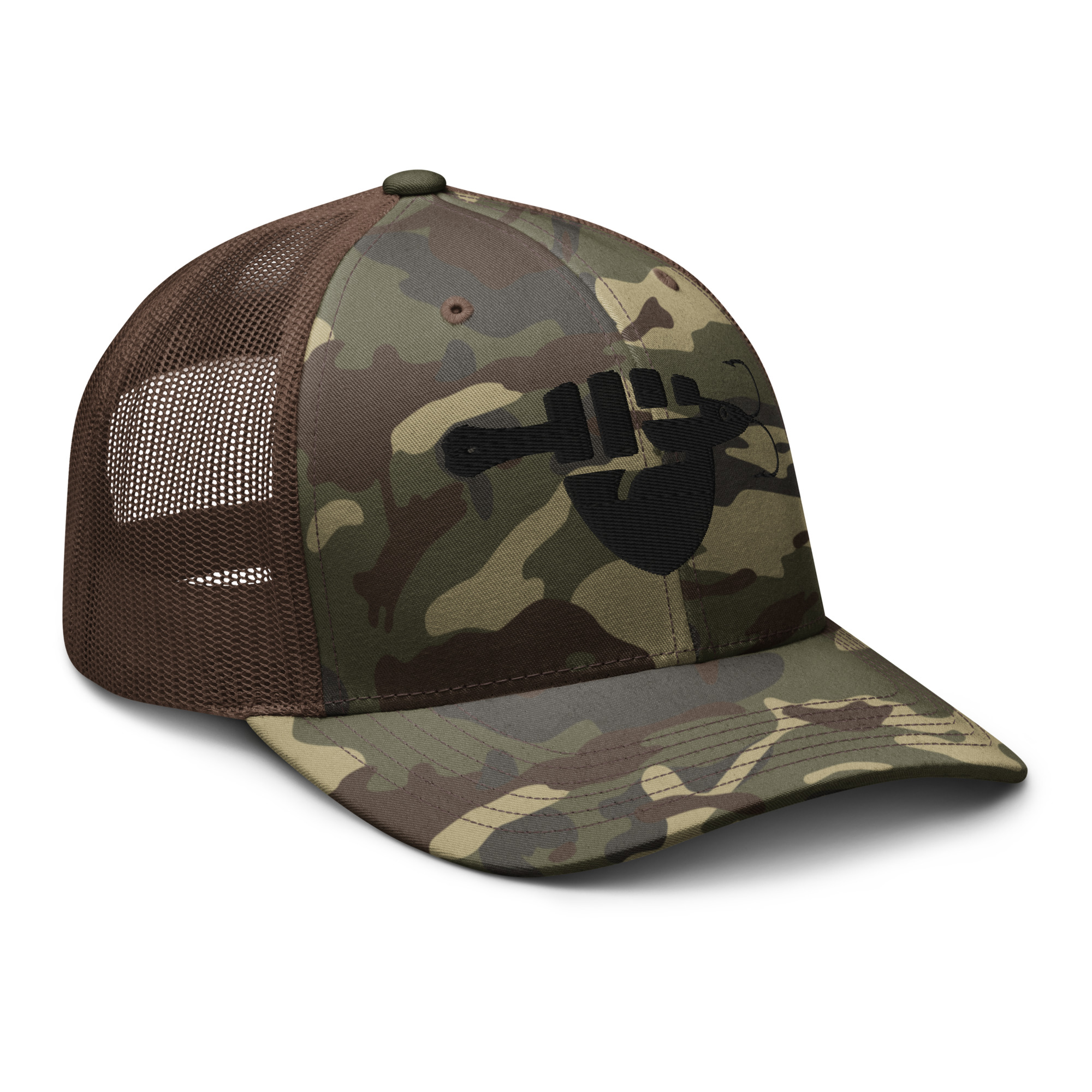 FIST & JIGGER (Black Logo) Camouflage trucker hat - Image 6